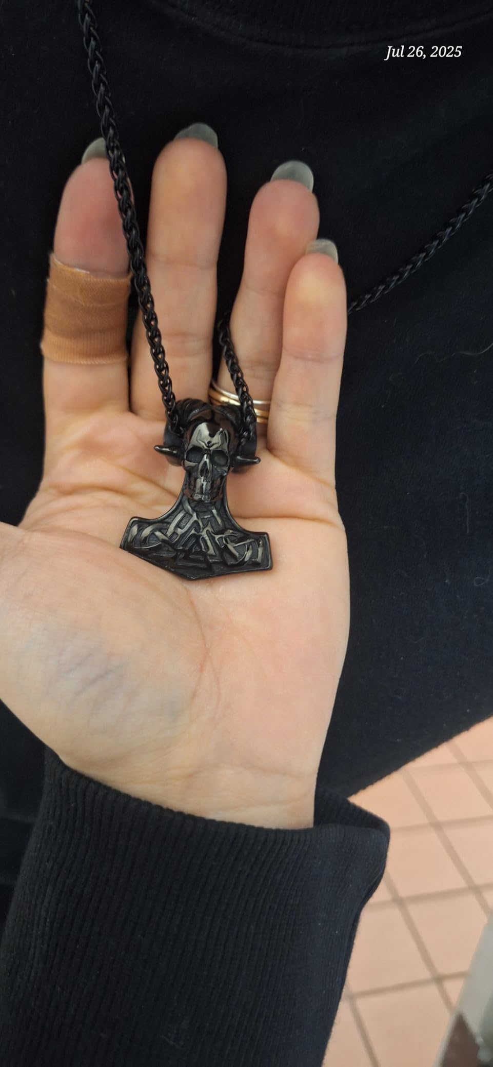 FaithHeart Viking Thor's Hammer Talisman Necklace for Men, Vintage Norse Mjolnir Amulet Pendant with Sturdy Wheat Chain, Stainless Steel Jewelry (Gift Box) - Customer Photo 2