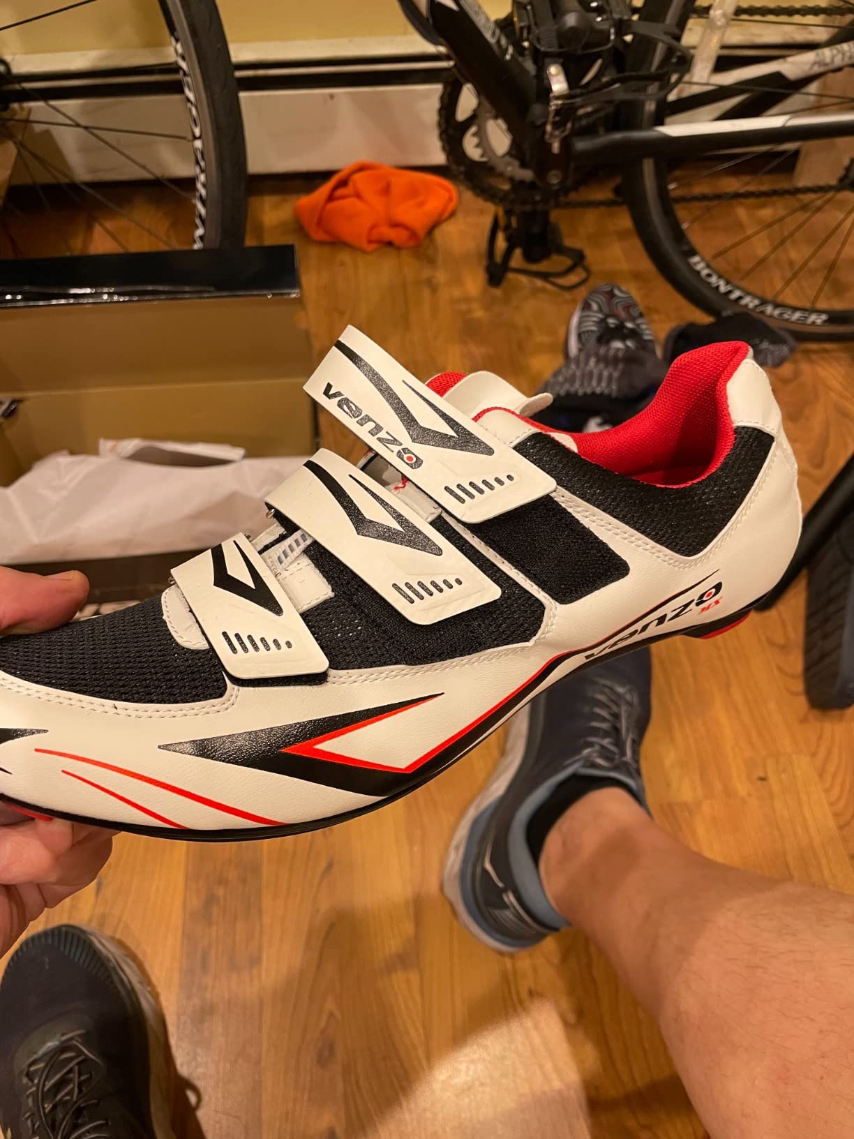 Venzo Bicycle Men's Road Cycling Riding Shoes - 3 Straps - Compatible with Look Delta & for Shimano SPD-SL - Perfect for Road Racing Bikes - Customer Photo 2