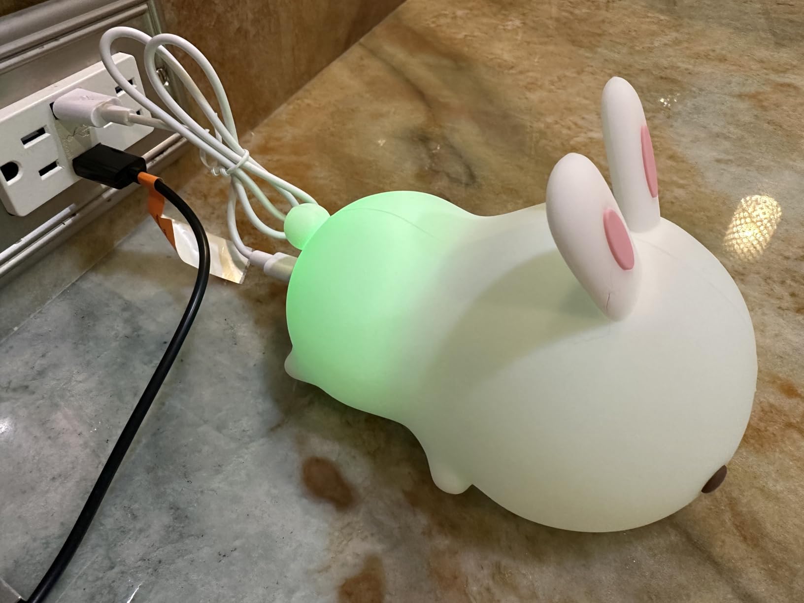 OneFire Night Light for Kids Christmas Gifts for Kids, 16 Colors Bunny Toys Cute Lamp, Soft Silicone Baby Night Light, 1200mAh Portable Dimmable Touch Lamps,Kawaii Room Decor,Christmas Gifts for Teens Customer Review OneFire Night Light for Kids Christmas Gifts for Kids, 16 Colors Bunny Toys Cute Lamp, Soft Silicone Baby Night Light, 1200mAh Portable Dimmable Touch Lamps,Kawaii Room Decor,Christmas Gifts for Teens - Customer Photo 1