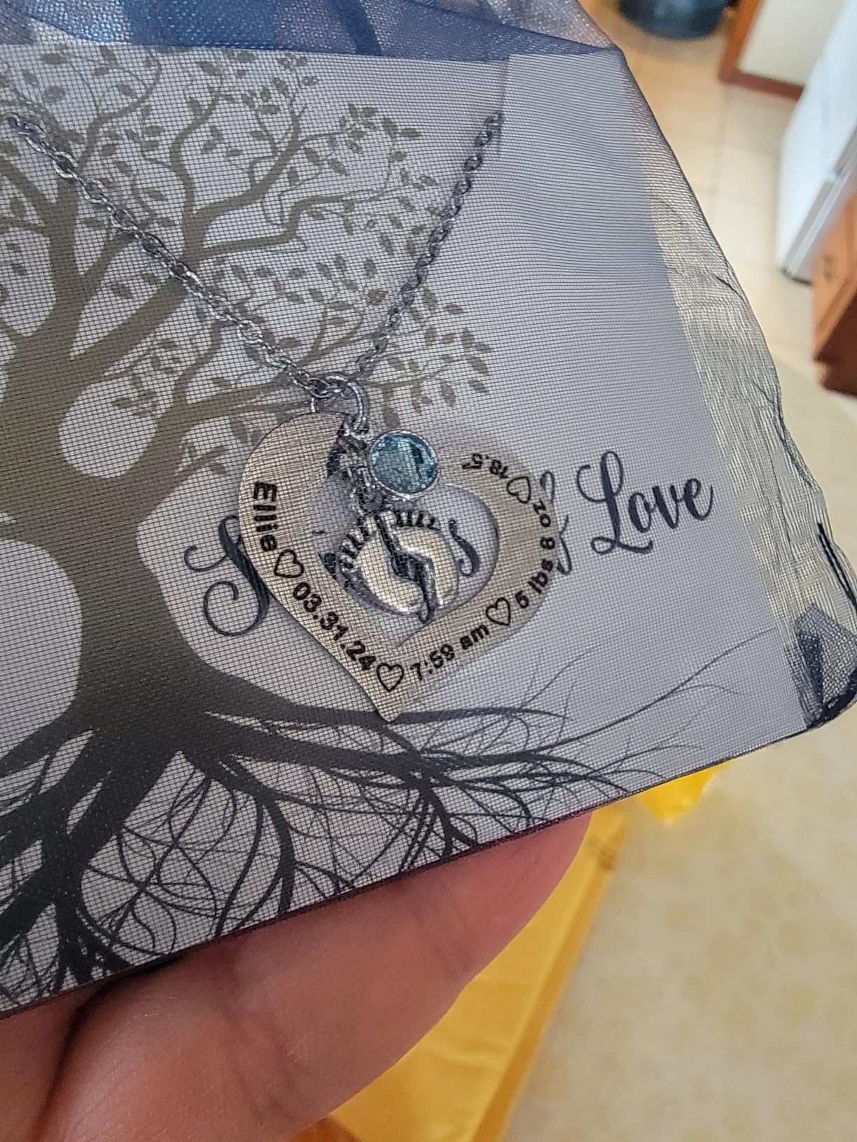 Personalized Baby Birth Stat New Mom Engraved Necklace, Gift for First Time Mom, Postpardum Gift - Customer Photo 1