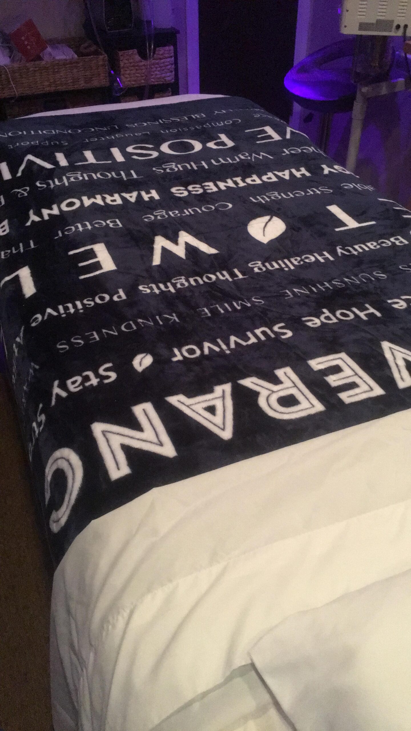 PAVILIA Healing Blanket Fleece, Get Well Soon Gift, Soft Hug Compassion Throw Blanket for Women Men, Comfort Caring Inspirational Patient Gift, Positive Thoughts Prayer Love Throw, 50x60 Purple - Customer Photo 2