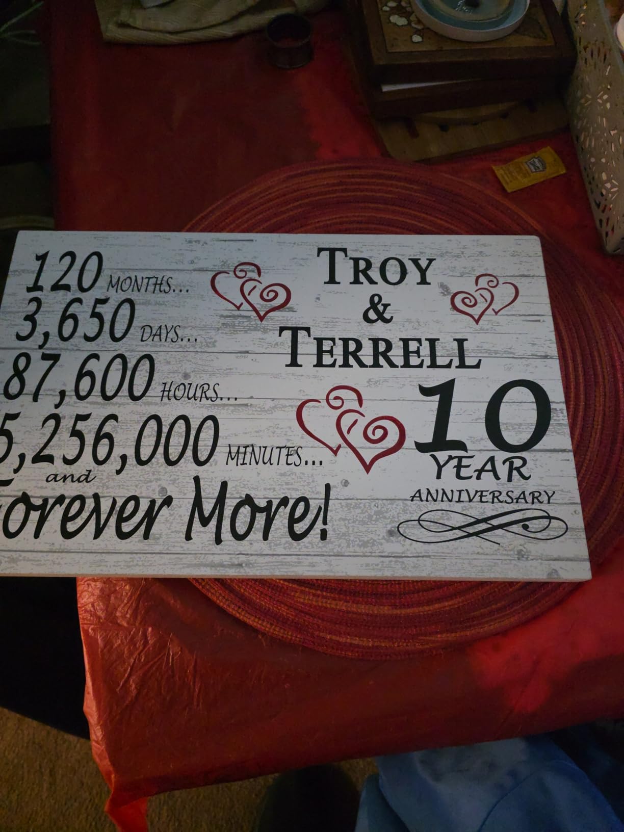 Personalized 3 Year Anniversary Sign Gift 3rd Wedding Anniversary Present For Couple Days Minutes Years - Solid Wood - 16.5in x 10.5in x .75in (03 Year) - Customer Photo 1