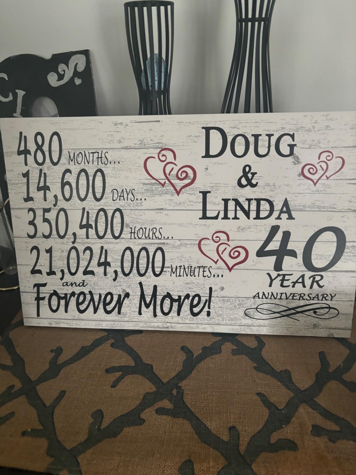 Personalized 10 Year Anniversary Sign Gift 10th Wedding Anniversary Present For Couple Days Minutes Years - Solid Wood - 16.5in x 10.5in x .75in (10 Year) - Customer Photo 2
