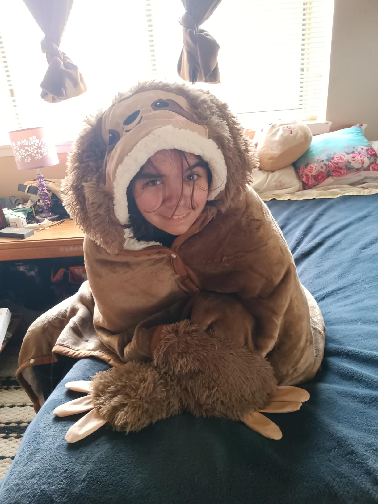 Sloth Wearable Hooded Blanket for Adults - Super Soft Warm Cozy Plush Flannel Fleece & Sherpa Hoodie Throw Cloak Wrap - Sloth Gifts for Women Adults and Kids Customer Review Sloth Wearable Hooded Blanket for Adults - Super Soft Warm Cozy Plush Flannel Fleece & Sherpa Hoodie Throw Cloak Wrap - Sloth Gifts for Women Adults and Kids - Customer Photo 1