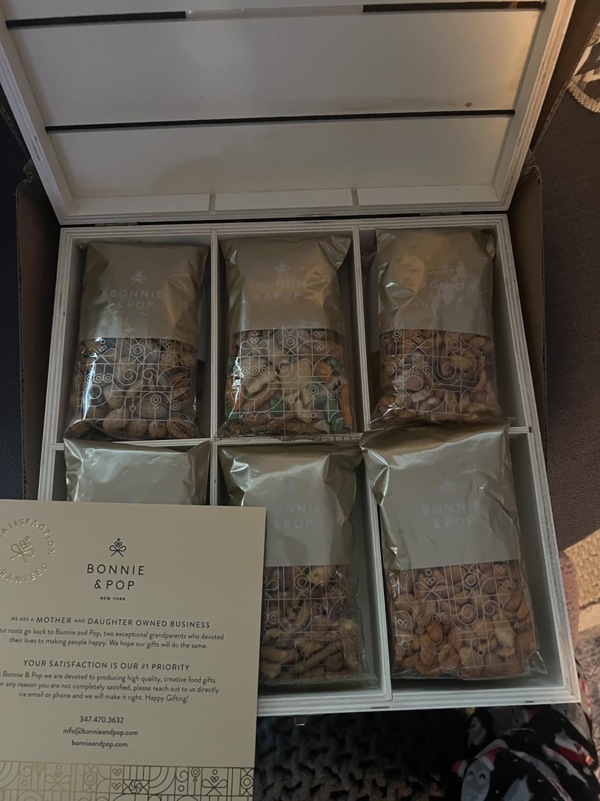 Nut Gift Basket, in Reusable Wooden Crate, Healthy Gift Option, Gourmet Snack Food Box, with Unique Flavors, Great for Feel Better, Sympathy & Birthday- Bonnie & Pop - Customer Photo 1