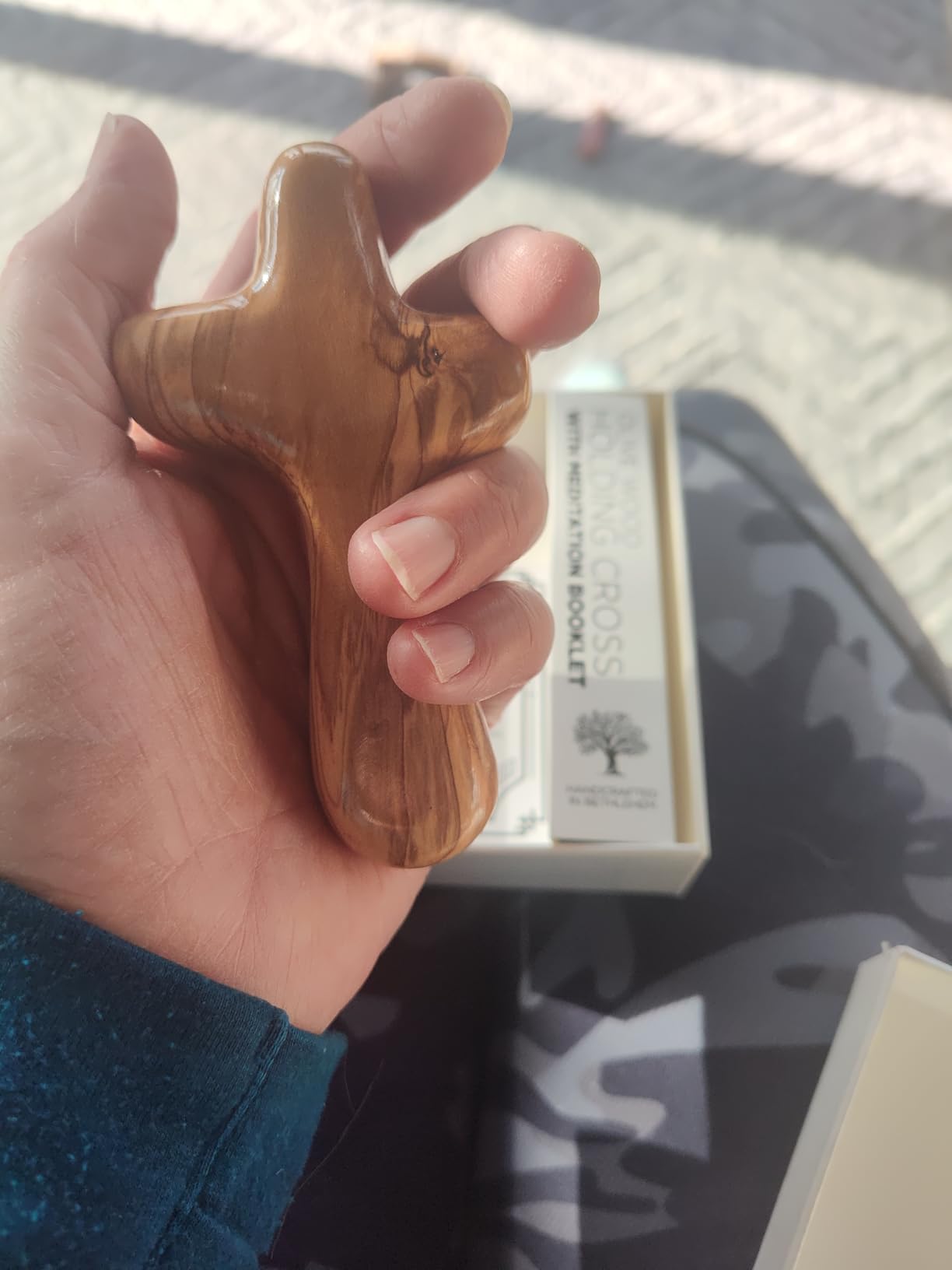 Good Shepherd Confirmation Cross w/ Gift Box – Deluxe Handcrafted Holy Land Olive Wood Cross Keepsake – Handheld Wooden Pocket Cross w/ Certificate – Catholic Confirmation Gifts for Girls and Boys - Customer Photo 1