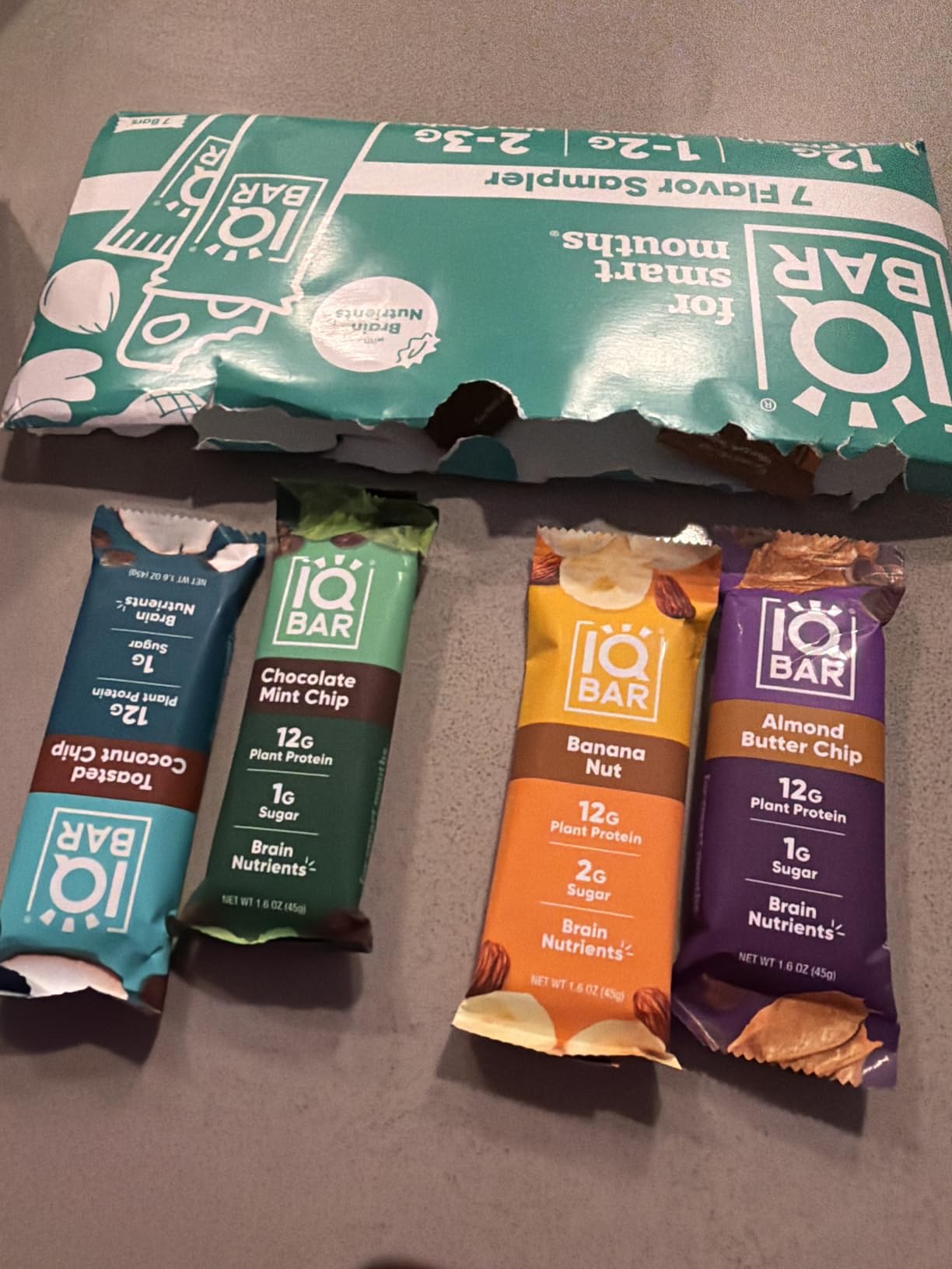 IQBAR Brain and Body Plant Protein Bars - 7 Bar Sampler Variety Pack - Keto, Vegan, Low Carb, High Fiber, Gluten Free, Dairy Free, Low Sugar Snack with Nutrients for Focus, Energy and Meal Replacement Customer Review IQBAR Brain and Body Plant Protein Bars - 7 Bar Sampler Variety Pack - Keto, Vegan, Low Carb, High Fiber, Gluten Free, Dairy Free, Low Sugar Snack with Nutrients for Focus, Energy and Meal Replacement - Customer Photo 1