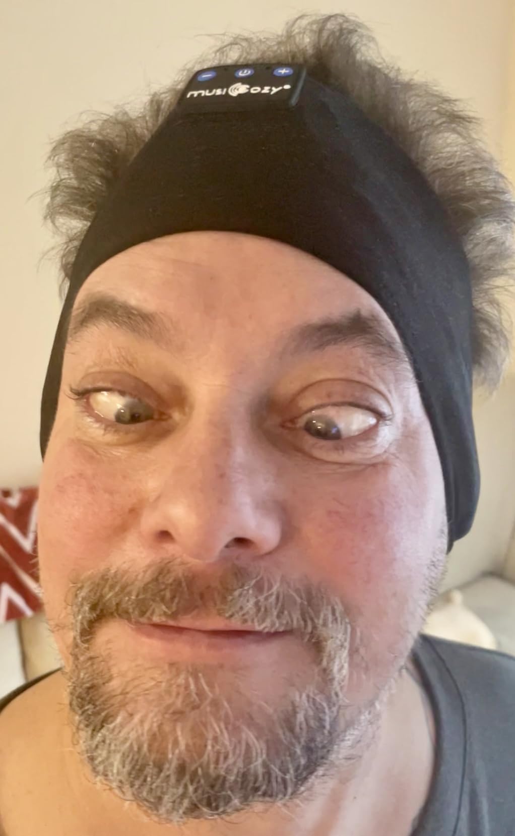 MUSICOZY Sleep Headphones Bluetooth 5.4 Headband, Wireless Earphones Music Sleep Earbuds Sleeping Eye Mask with HD Stereo Speakers for Workout Running Travel Yoga, Ideal Gifts (Black) - Customer Photo 2