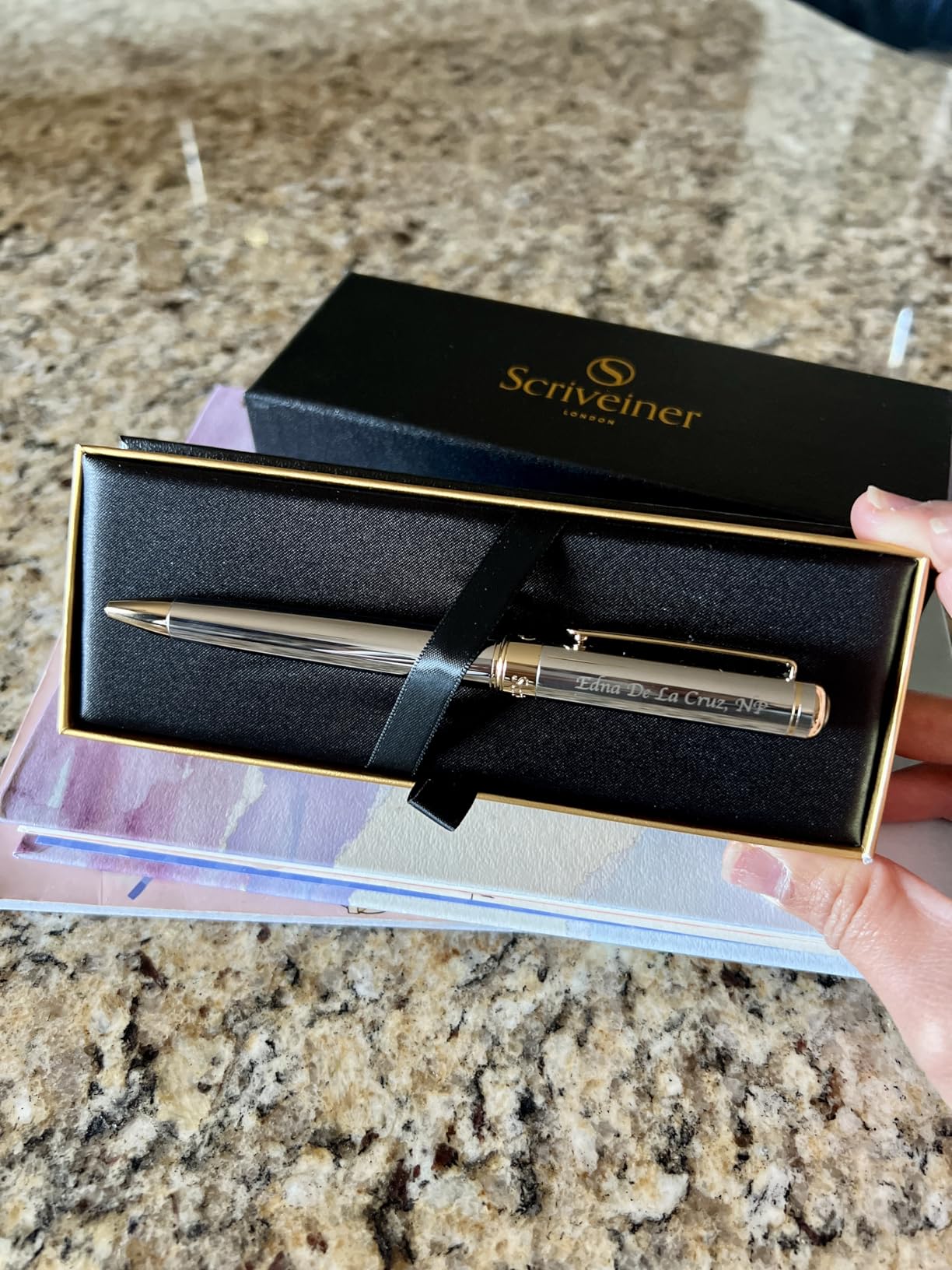 Scriveiner Midnight Blue Ballpoint Pen - Stunning Blue Lacquer Luxury Pen, Chrome Finish, Schmidt Black Refill, Best Ball Pen Gift Set for Men & Women, Professional Executive Office, Nice Designer Pen - Customer Photo 2