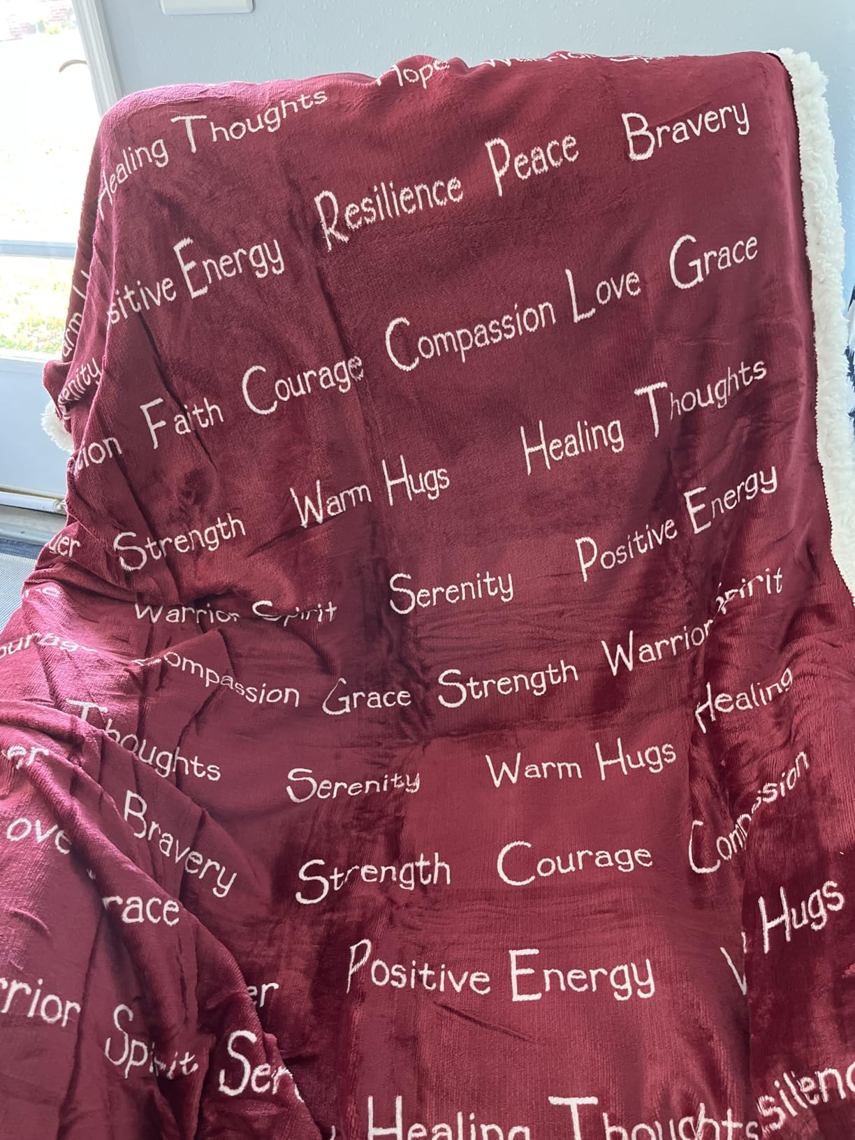 Compassion Blanket - Strength Courage Super Warm Hugs, Get Well Gift Blanket Plush Healing Thoughts Positive Energy Love & Hope, Cancer Support Gift for Women 50 x 65 (Pink, One Size) - Customer Photo 1