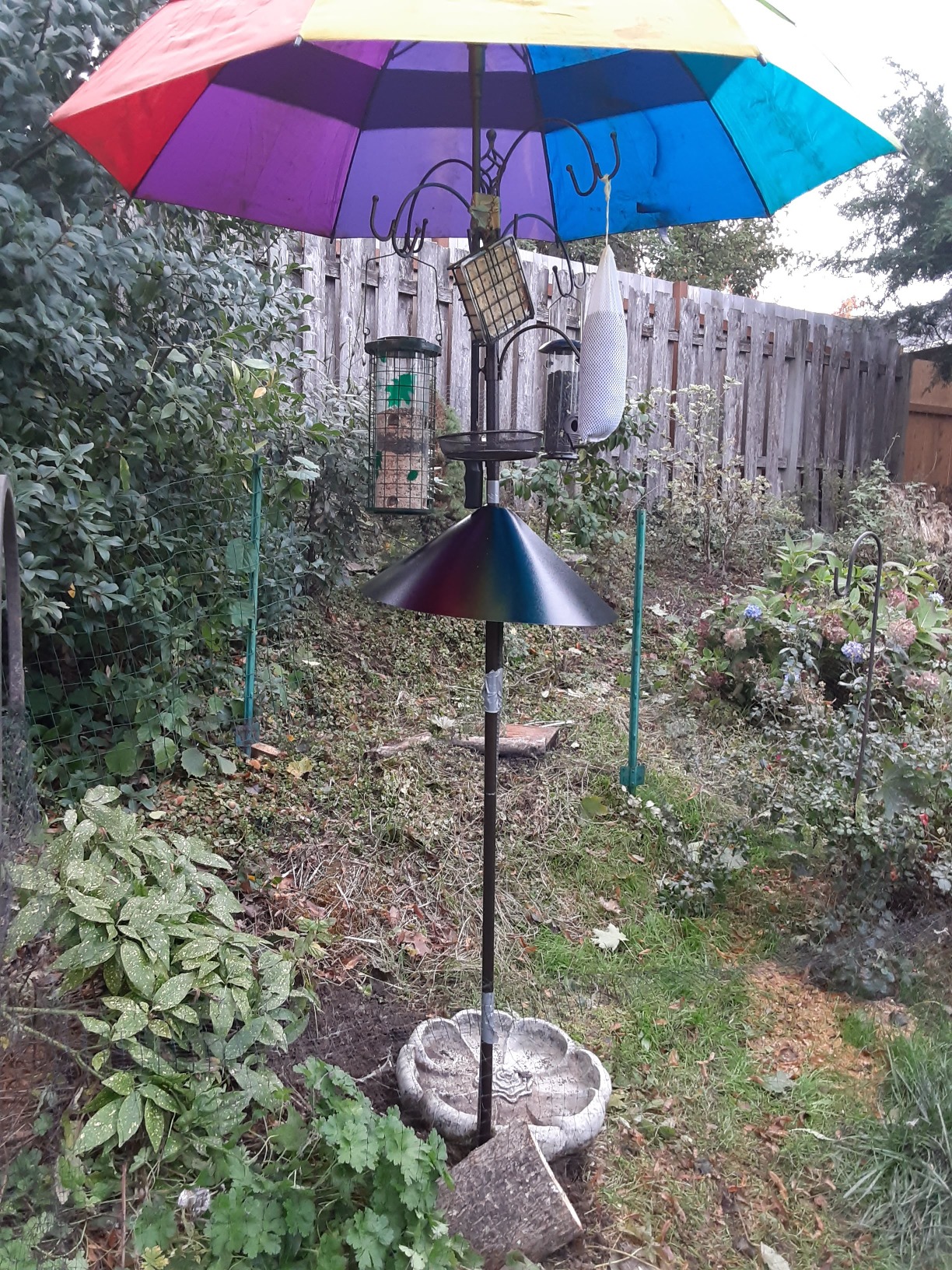 Deluxe Bird Feeding Station Kit With Multi Feeder Hanging Pole, Metal Suet Feeder, Bird Bath, Mesh Tray for Attracting Wild Birds and Planter Hanger (1 Pack) - Customer Photo 3