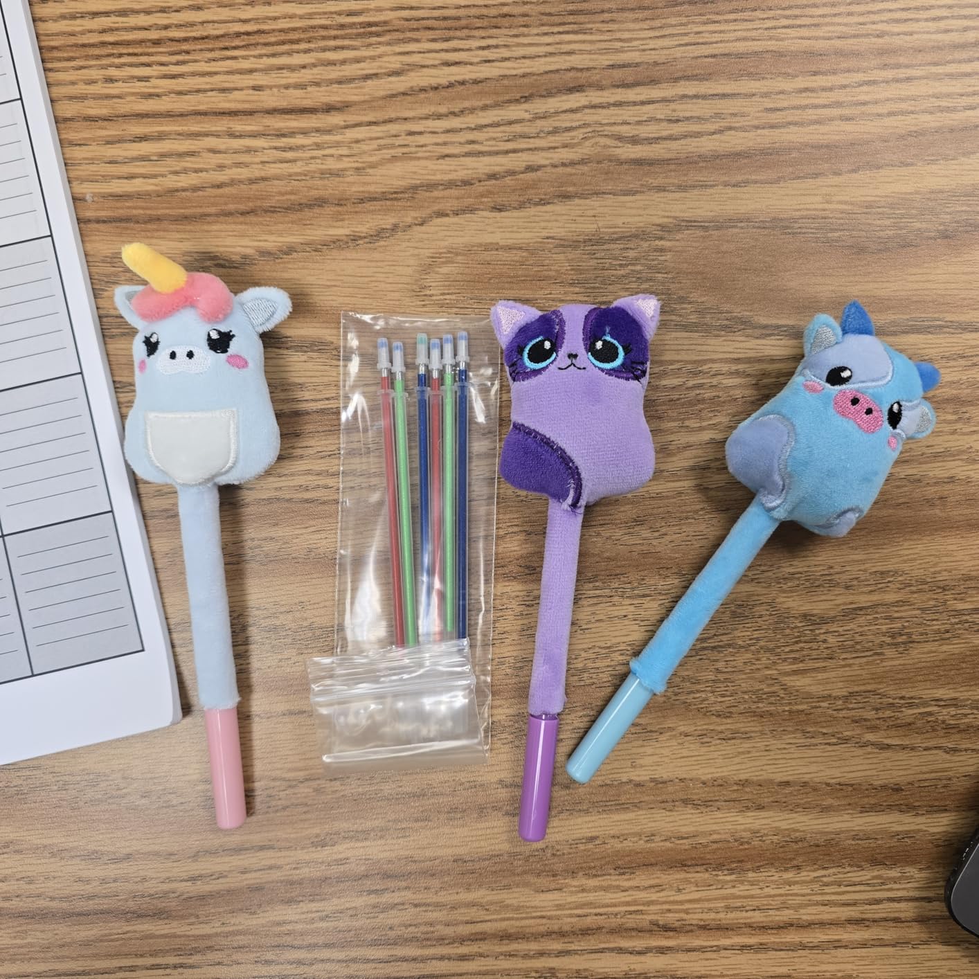 BUNMO Stocking Stuffers for Kids - Cute Pens 3 Pack - Tween Girls Gifts - 6 Refills Included - Squishy Fun Pens for Kids - Squishy Kawaii Animals for Stationery - Girls Stocking Stuffers - Customer Photo 4