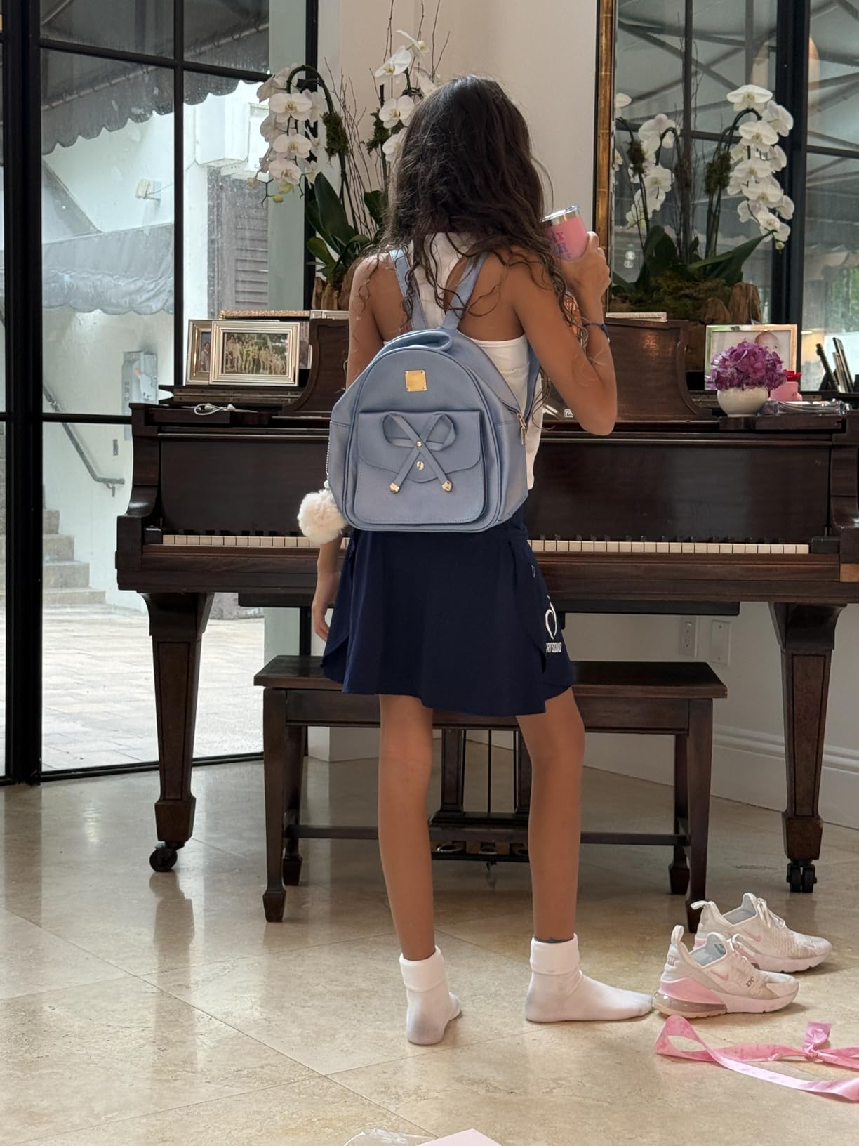 I IHAYNER Girls Bowknot 3-Pieces Fahsion Leather Backpack Backpack Purse for Women Rucksack for Ladies Shoulder Bag - Customer Photo 2