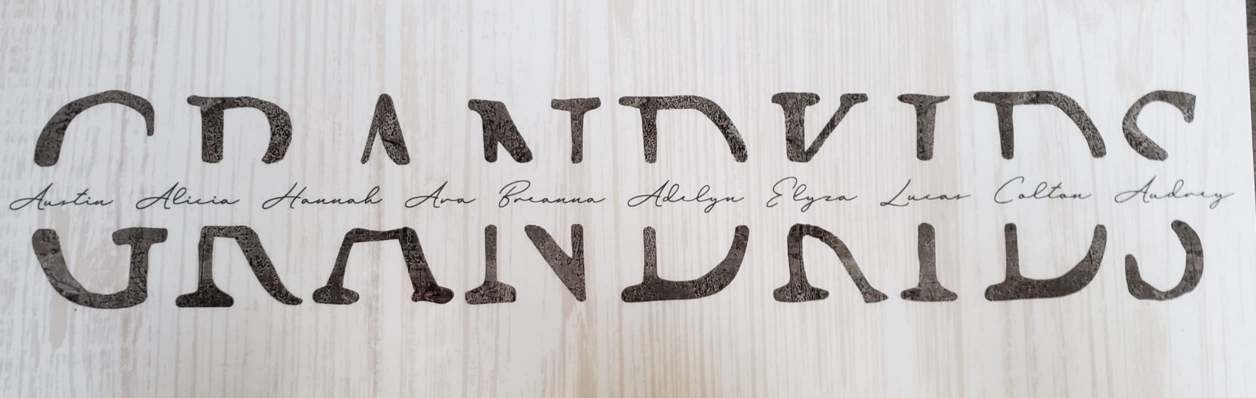 Grandkids - Personalized Art Gift for Grandparents (Whitewashed Wood, 6.5