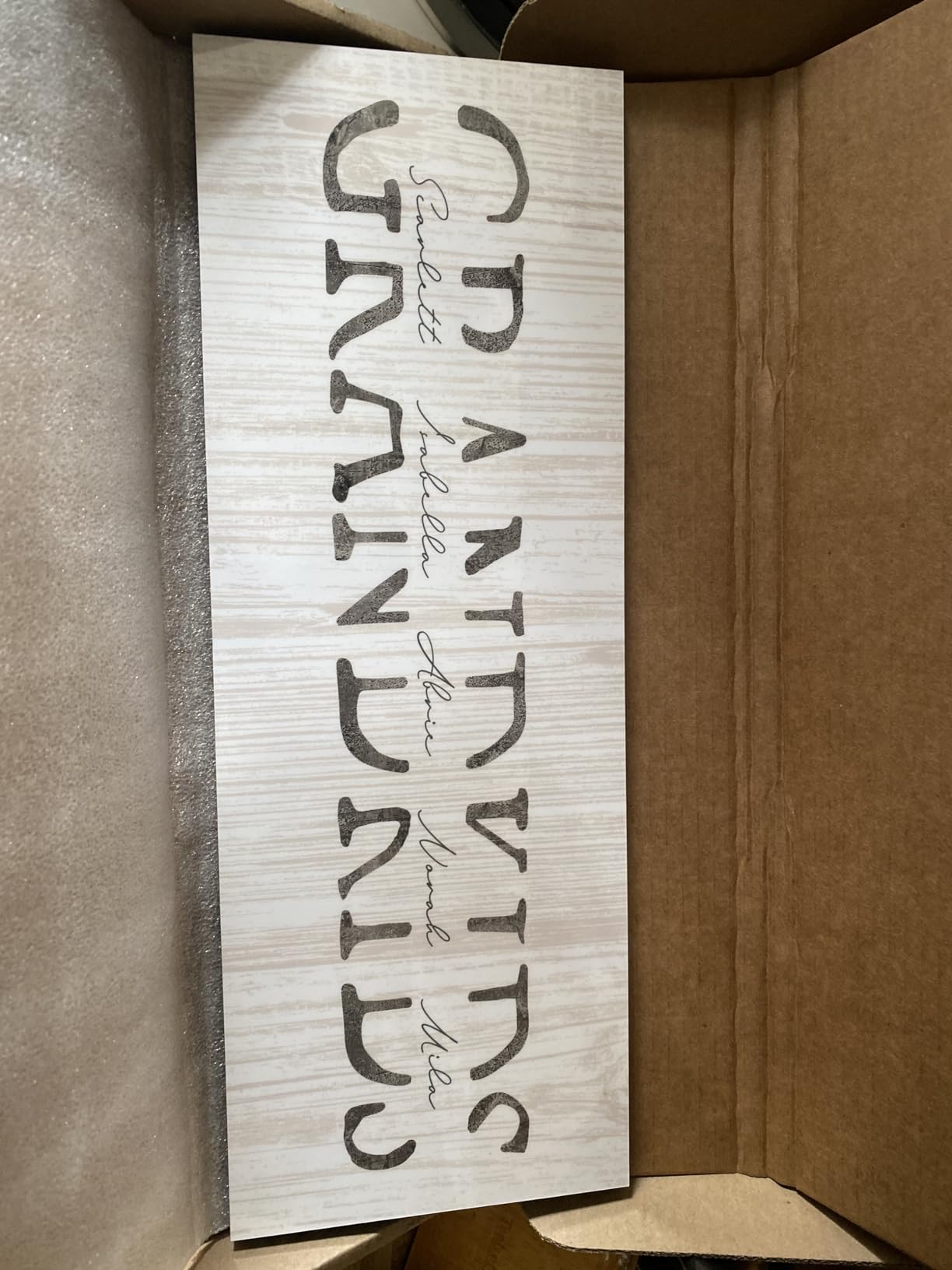 Grandkids - Personalized Art Gift for Grandparents (Whitewashed Wood, 6.5