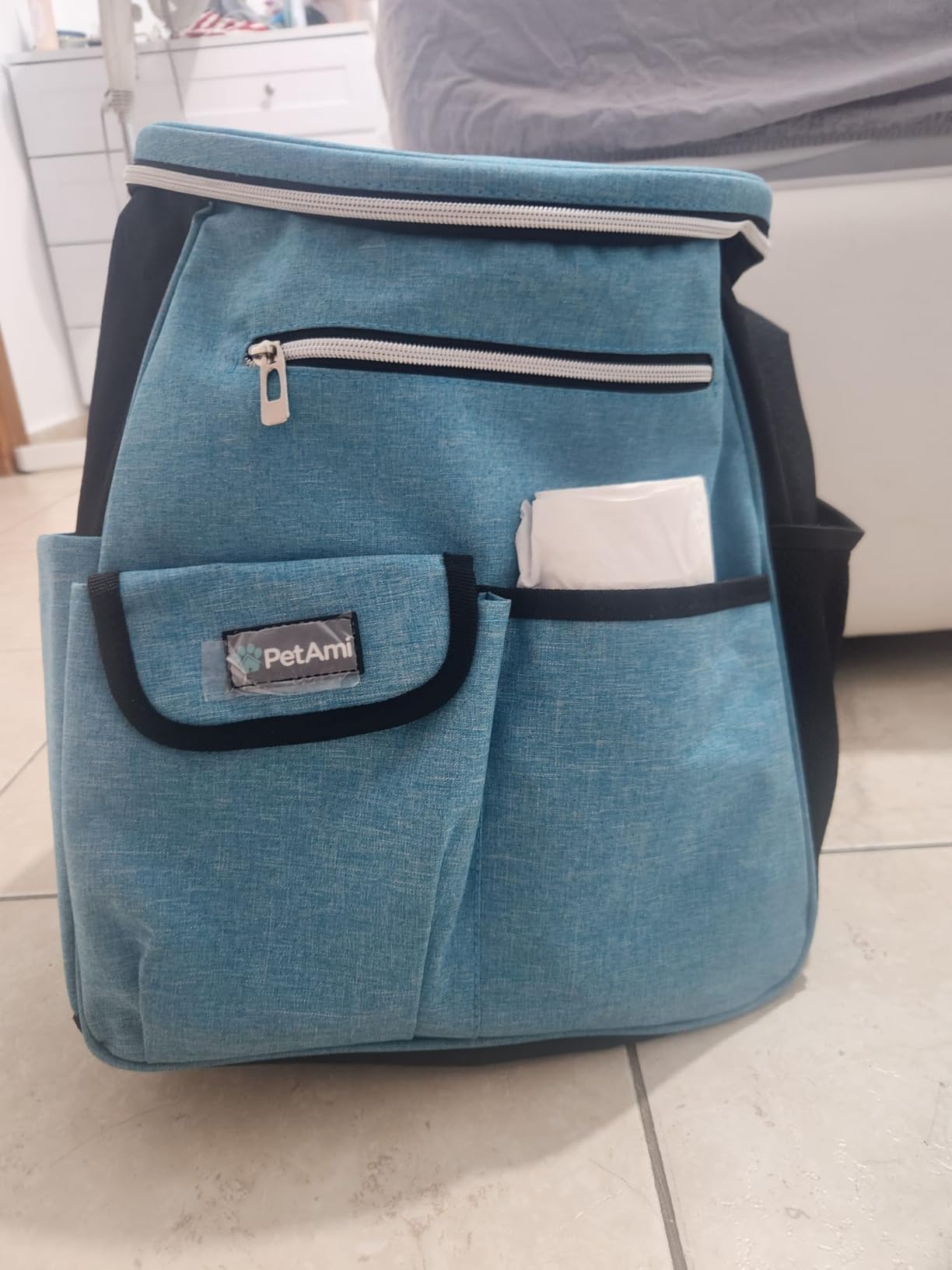 PetAmi Dog Travel Bag Backpack, Airline Approved Dog Bags for Traveling, Puppy Diaper Bag Supplies, Pet Camping Essentials Hiking Accessories Dog Mom Gift, Food Container, Collapsible Bowls, Navy Blue - Customer Photo 2