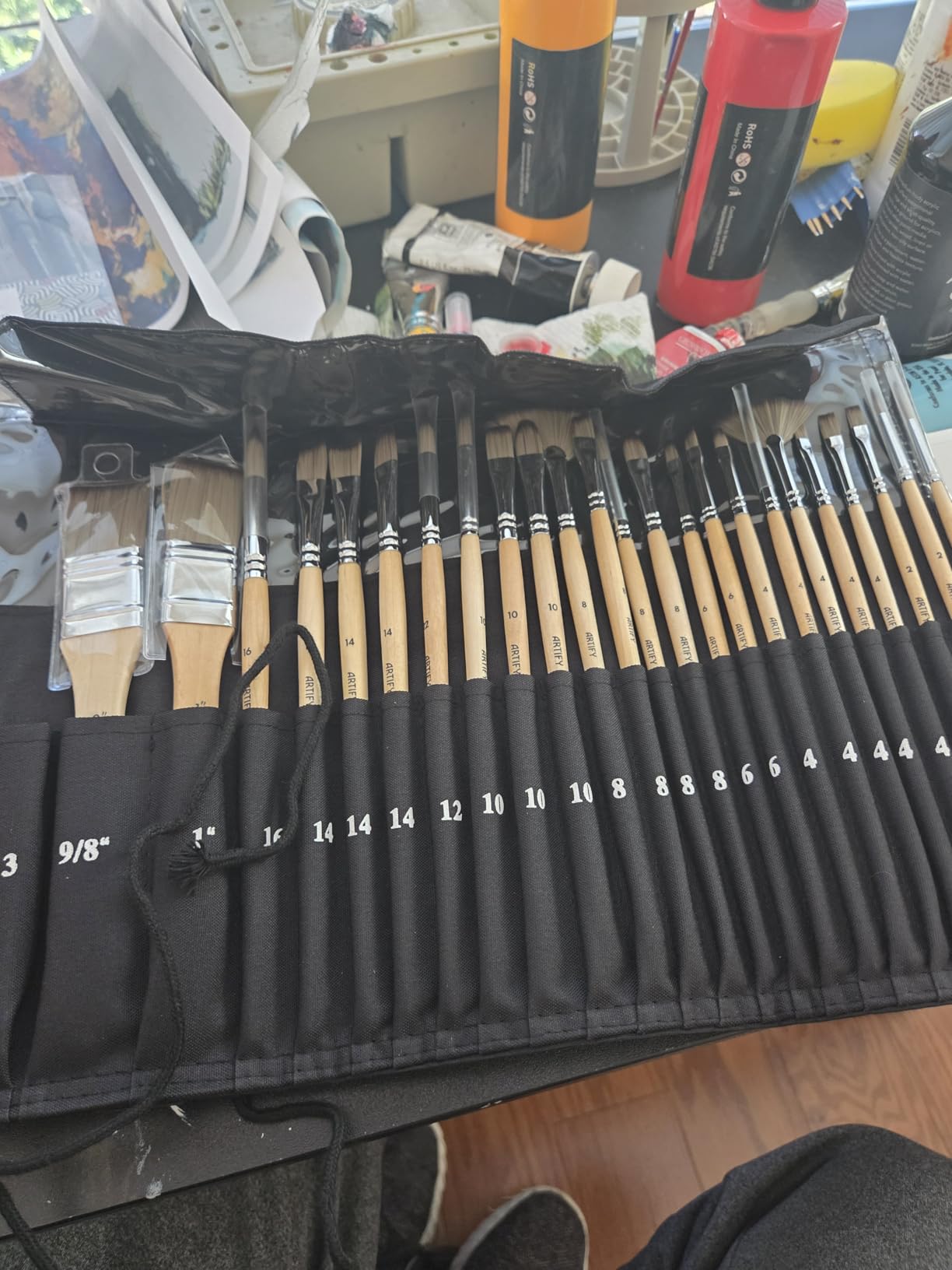 ARTIFY 25 Pieces Professional Paint Brush Set – Expert Series Synthetic Nylon Brushes for Acrylic, Oil, Watercolor, Gouache – No Shedding, Canvas Roll Case & Palette Knife, Artist Gifts Art Supplies Customer Review ARTIFY 25 Pieces Professional Paint Brush Set – Expert Series Synthetic Nylon Brushes for Acrylic, Oil, Watercolor, Gouache – No Shedding, Canvas Roll Case & Palette Knife, Artist Gifts Art Supplies - Customer Photo 4