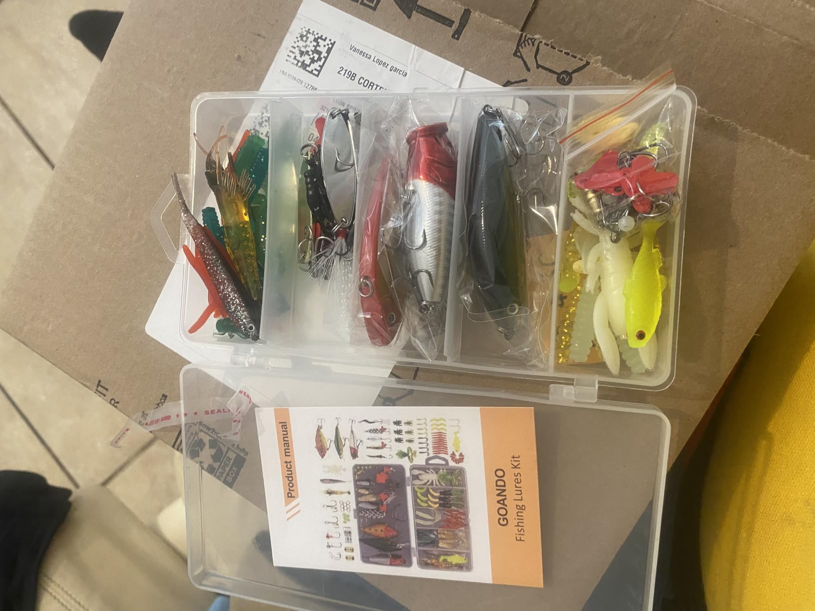 Fishing Lures Kit for Freshwater Bait Tackle Kit for Bass Trout Salmon Fishing Accessories Tackle Box Including Spoon Lures Soft Plastic Worms Gifts for Men Customer Review Fishing Lures Kit for Freshwater Bait Tackle Kit for Bass Trout Salmon Fishing Accessories Tackle Box Including Spoon Lures Soft Plastic Worms Gifts for Men - Customer Photo 3