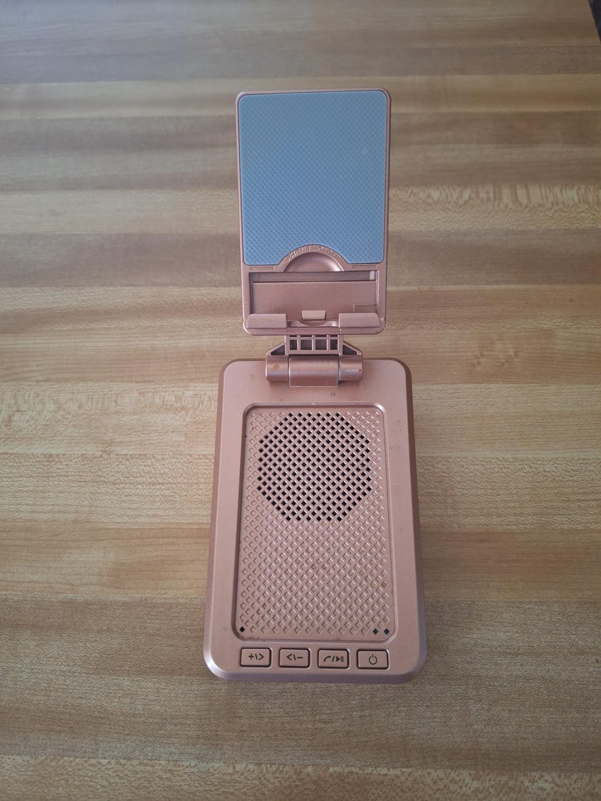 Cell Phone Stand with Wireless Bluetooth Speaker and Anti-Slip Base HD Surround Sound Perfect for Home and Outdoors with Bluetooth Speaker for Desk Compatible with iPhone/ipad/Samsung Galaxy - Customer Photo 2