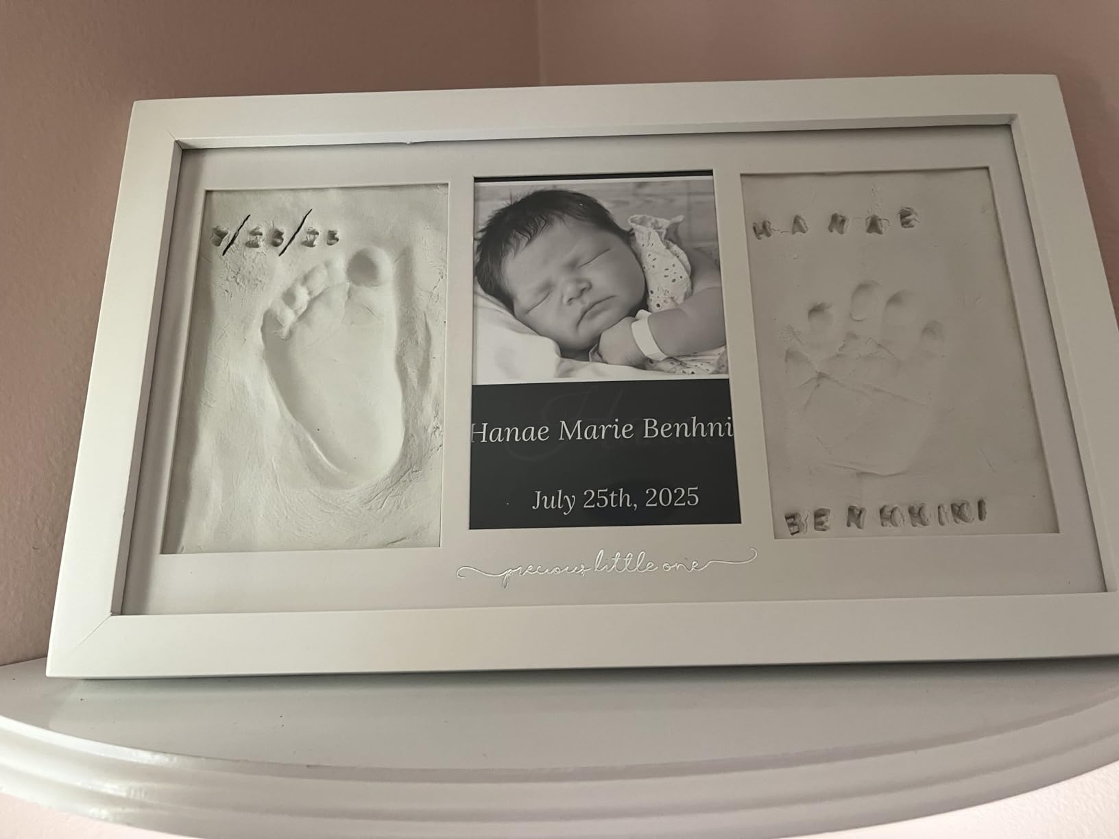 KeaBabies Baby Hand and Footprint Kit - Clay Handprint Keepsake Frame, Newborn Nursery Picture Frame, Personalized New Mom Gifts for Baby First Christmas Shower (Alpine White) - Customer Photo 1