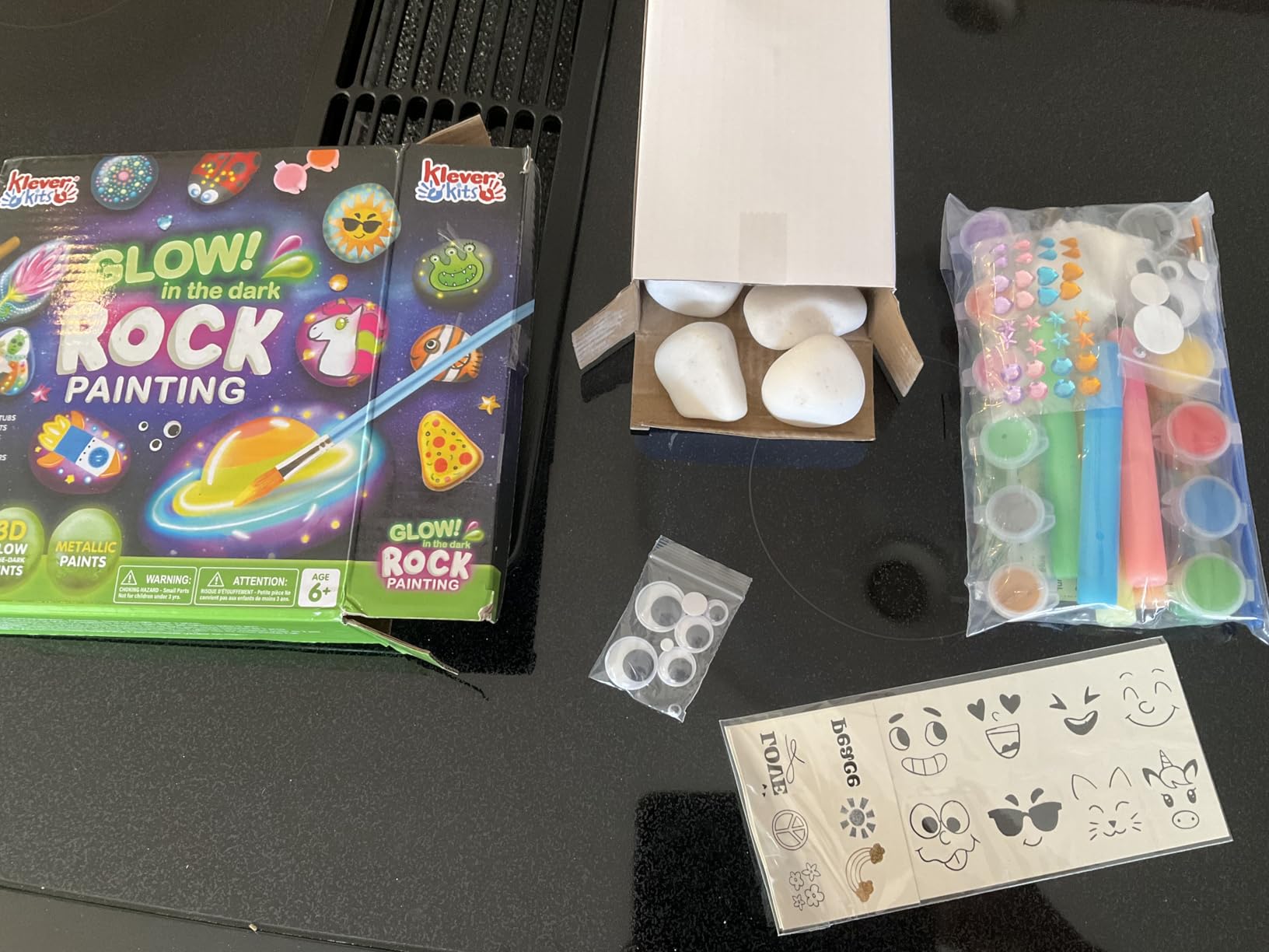 Rock Painting Kit- Glow in The Dark Rock Kit, Arts and Crafts for Kids Ages 6-12, Art Supplies Toy, Kids Craft Paint Kits, Arts & Crafts for Boys Girls Birthday Party Gift Toy - Customer Photo 5
