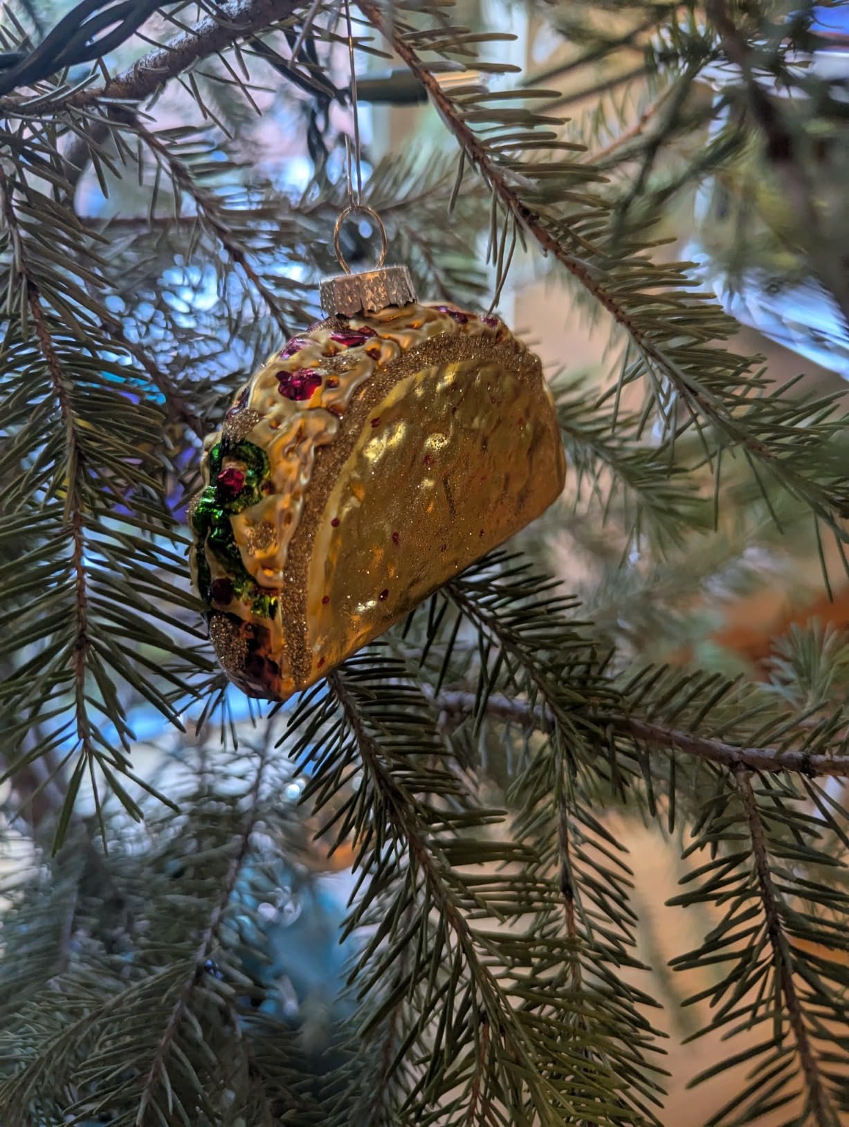 JOYIN Christmas Taco and Burrito Ornament, 2 pcs Glass Blown Set Handcrafted for Tree Hanging Ornament Outdoor Christmas Decorations Indoor - Customer Photo 2
