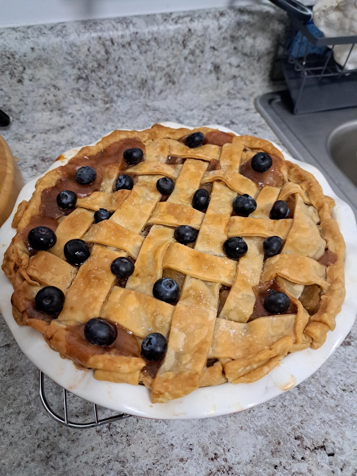 KooK Pie Dish, Round Pie Pan/Plate, Deep Dish, Ruffled Wave Edge, for Kitchen Cooking/Baking Dessert Dinner, 10-Inch Ceramic make, 42oz (Navy) - Customer Photo 1