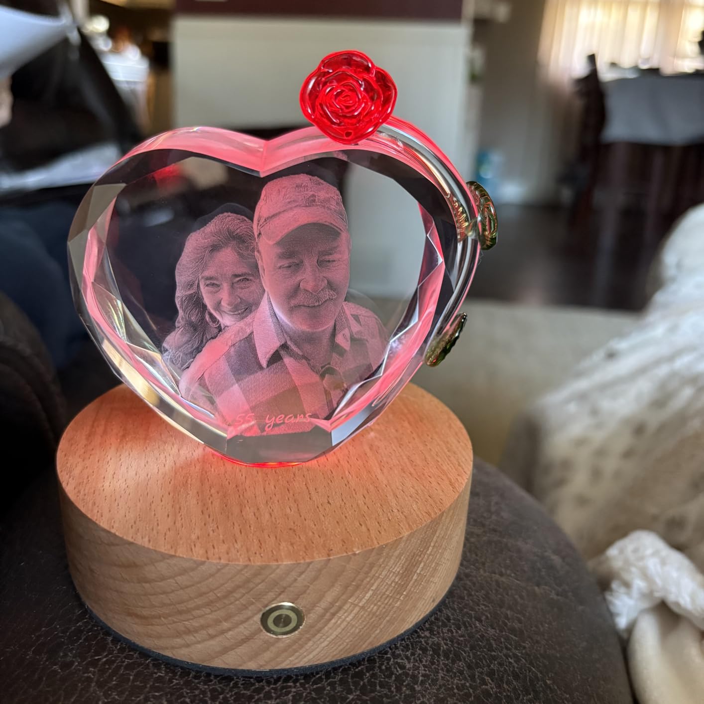 Personalized 3D Crystal Photo, Picture Cube Idea Gift With Your Own Photo, Customized Christmas, Birthday, Wedding Memorial, Mother's Day, Couples Gift for Women, Wife, Husband, Men - Small Portrait - Customer Photo 1