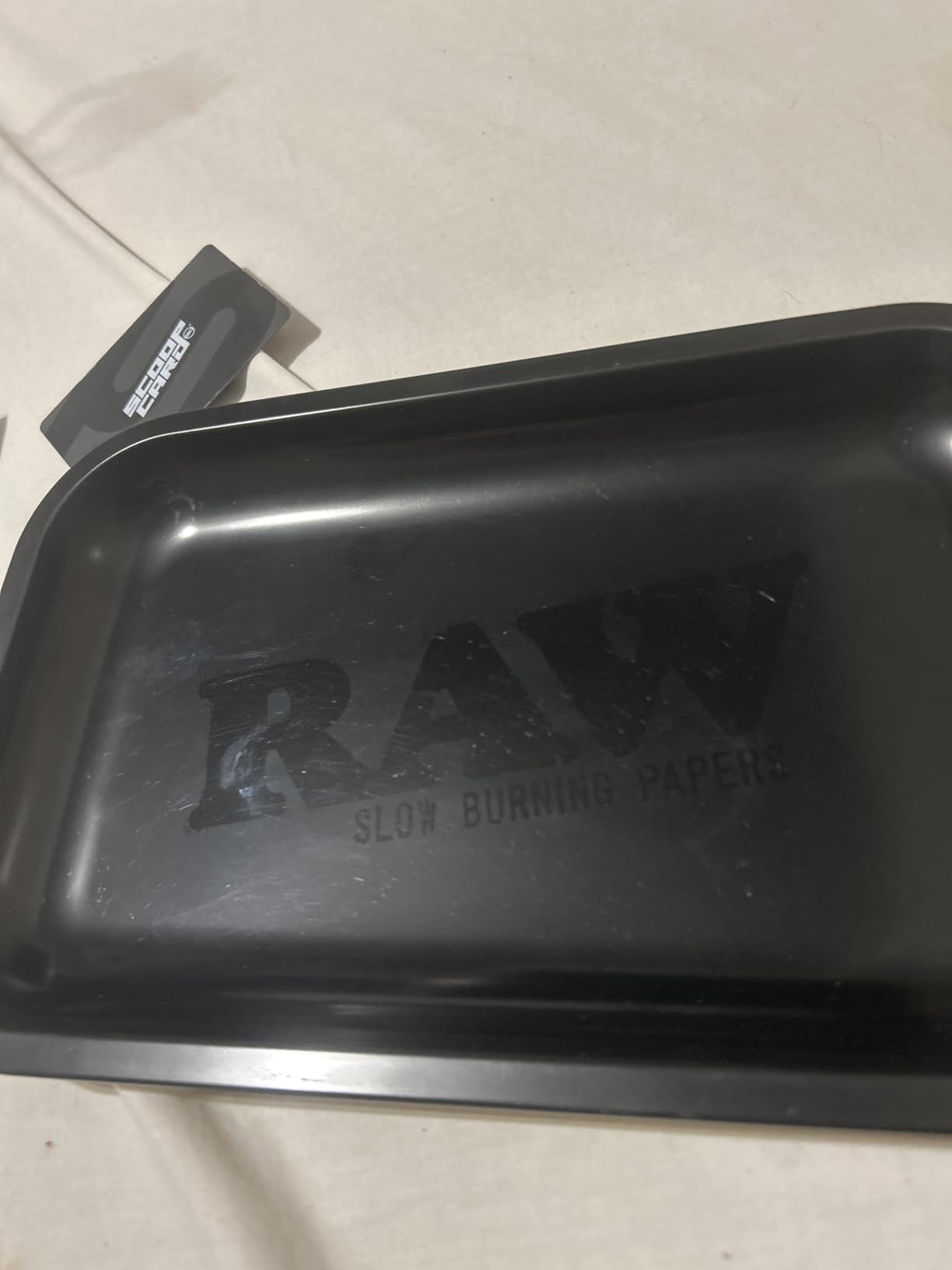 RAW Matte Black Murder'd Cigarette Rolling Tray | Size - Small | Elegant and Sleek Black on Black Finish with Smooth Rounded Edges - Customer Photo 5