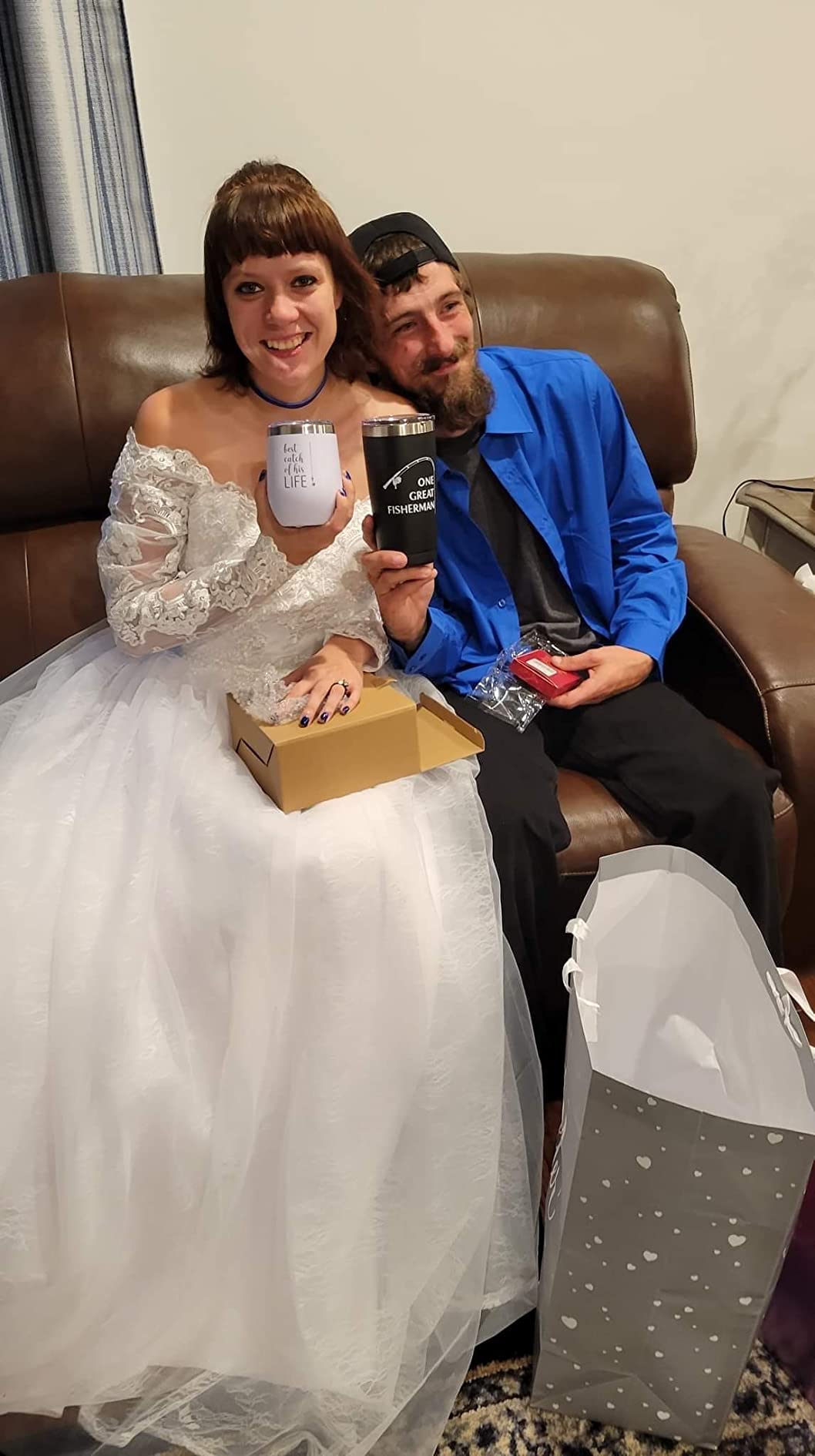 Sixspace Wedding Anniversary for Couple Friend Lovers Cups Stainless Steel Wine Tumbler Travel Mug with Straw and Lid,2 Pack (4.blackwhite) - Customer Photo 1