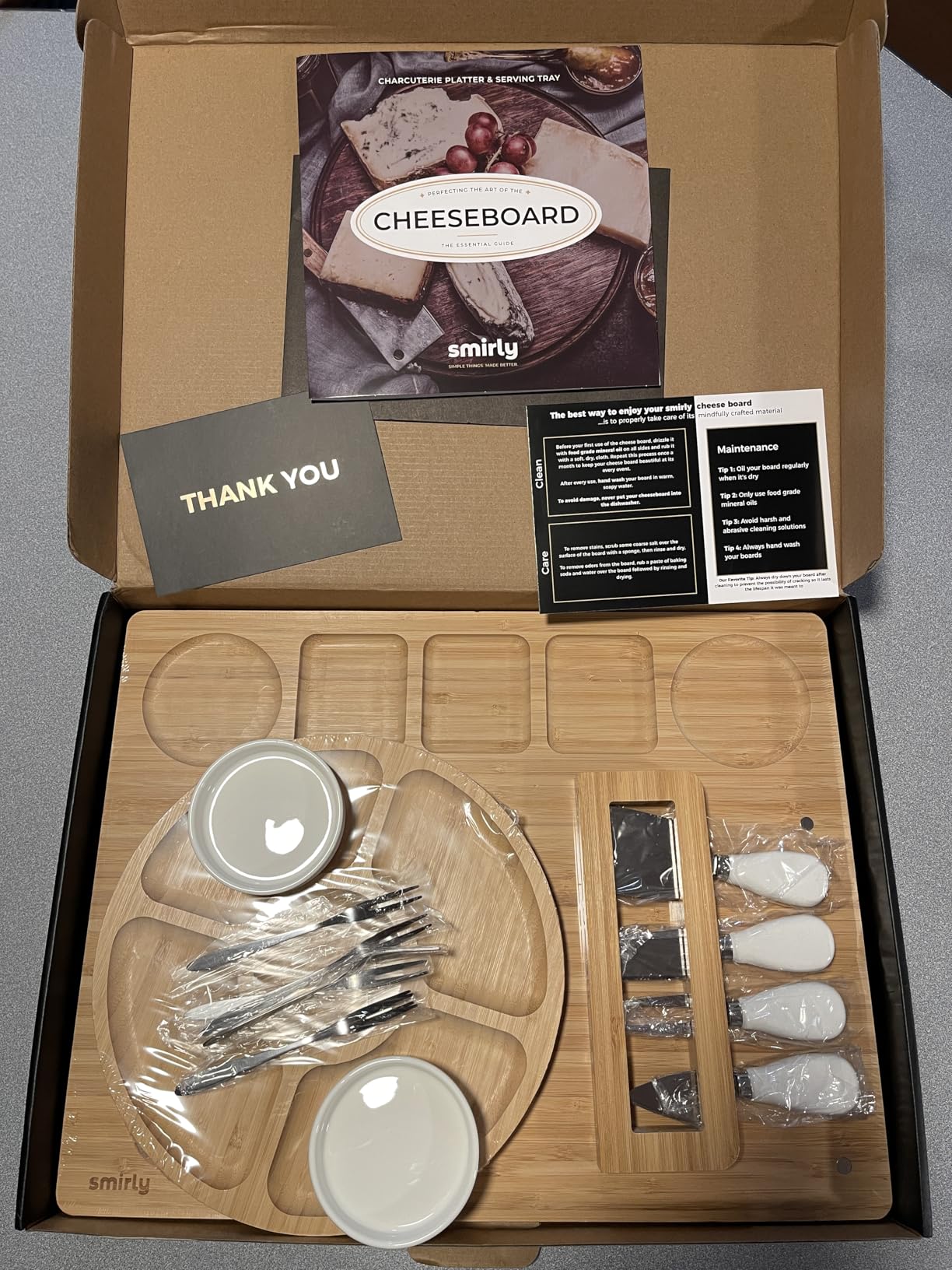 SMIRLY Charcuterie Boards Set, Large Cheese Board Set, Natural Bamboo Charcuterie Tray Cheese Platter with Accessories - Housewarming Gifts New Home, Wedding & Bridal Shower Gifts for Women, Couples Customer Review SMIRLY Charcuterie Boards Set, Large Cheese Board Set, Natural Bamboo Charcuterie Tray Cheese Platter with Accessories - Housewarming Gifts New Home, Wedding & Bridal Shower Gifts for Women, Couples - Customer Photo 0