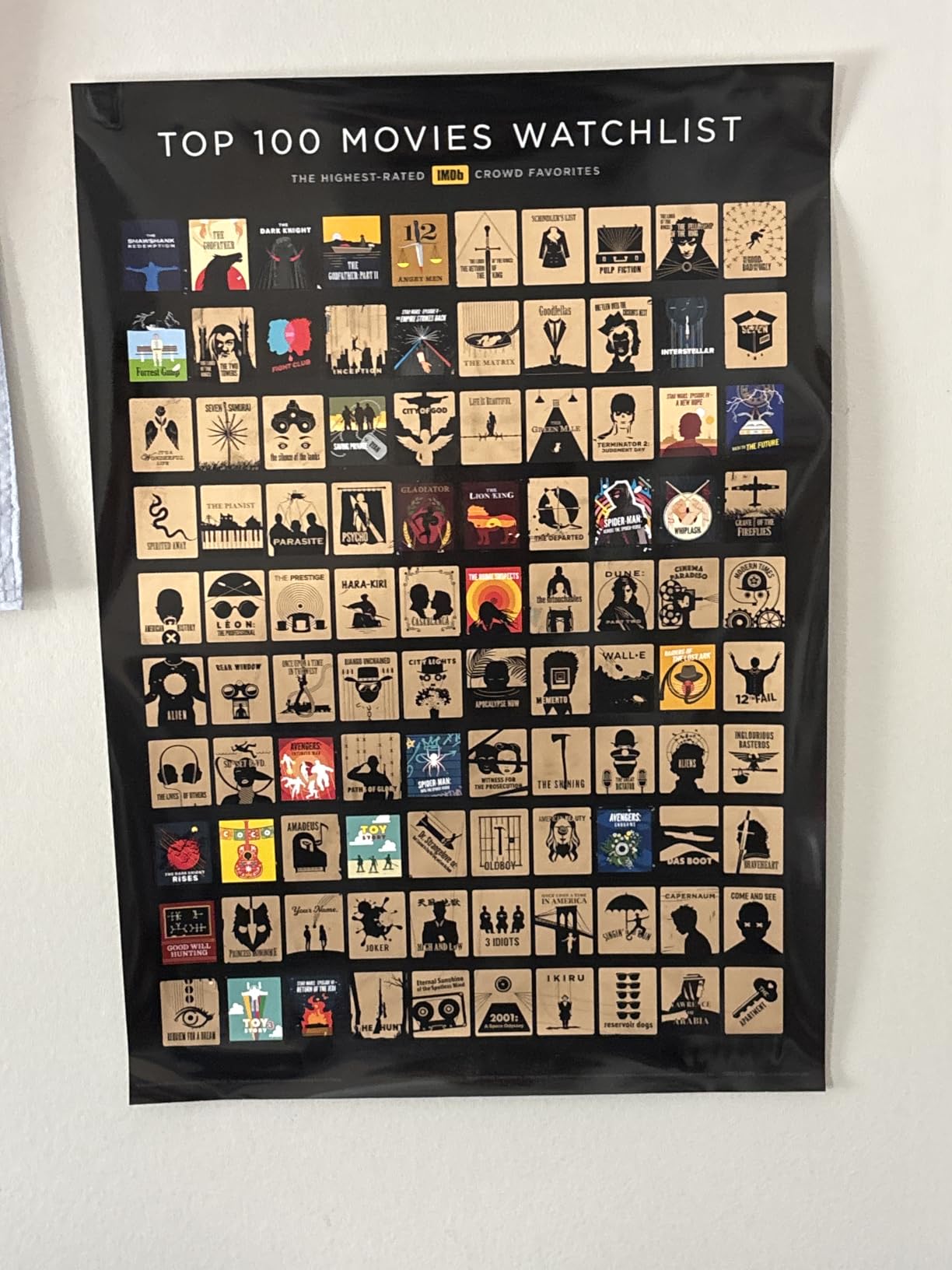 Official IMDb Top 100 Movies Scratch Off Poster | Premium Bucket List - Made in USA | 16.5x23.4 Inches | Unique Gift for Men and Women Film Lovers | Movie Night Supplies and Room Décor - Customer Photo 1