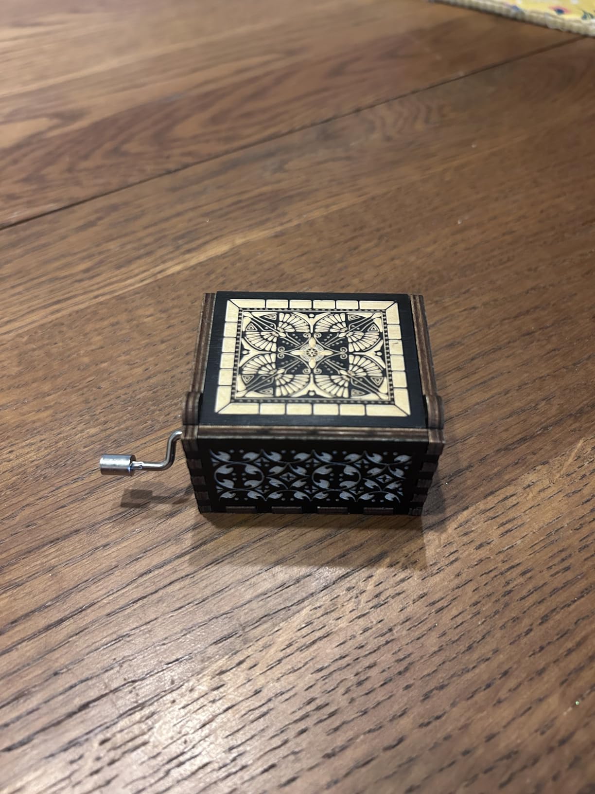 Can't Help Falling in Love Wood Music Box, Antique Engraved Musical Boxes Case for Love One Wooden Music Box - Gifts for Lover, Boyfriend, Girlfriend, Husband, Wife (Black) - Customer Photo 2