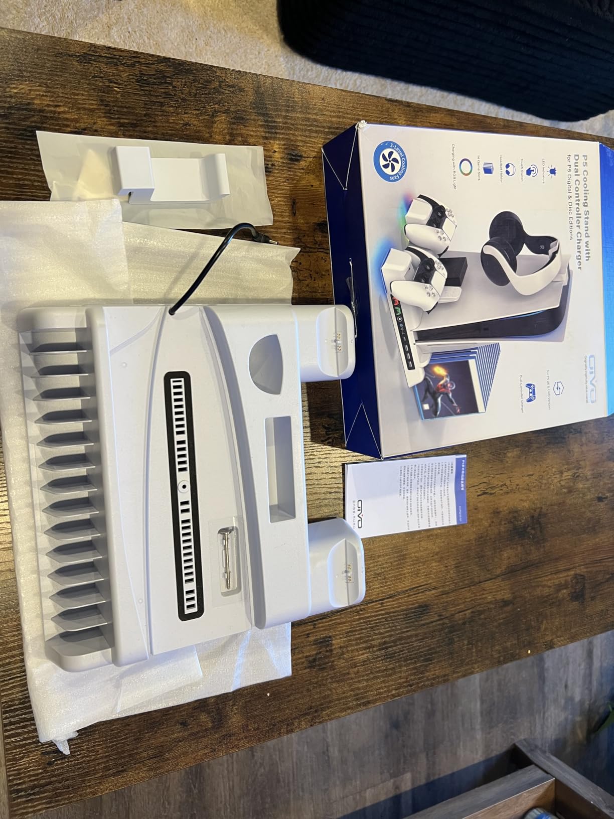 PS5/Slim/Pro Stand and Cooling Station with LED Controller Charging Station for PlayStation 5 Console, Controller Charger, Cooling Stand, PS5/Slim/Pro Accessories Kit with 3 Level Cooler Fan - Customer Photo 2