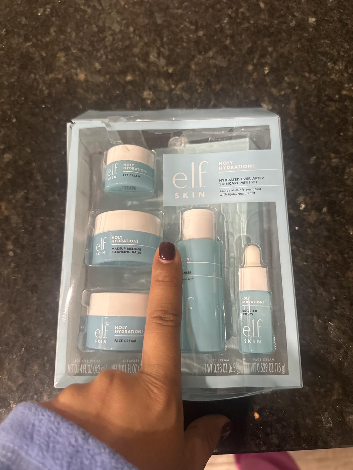 e.l.f. SKIN Holy Hydration! Hydrated Ever After Skincare Mini Kit, Cleanser, Makeup Remover, Moisturizer & Eye Cream For Hydrating Skin, Airplane-Friendly Sizes - Customer Photo 0