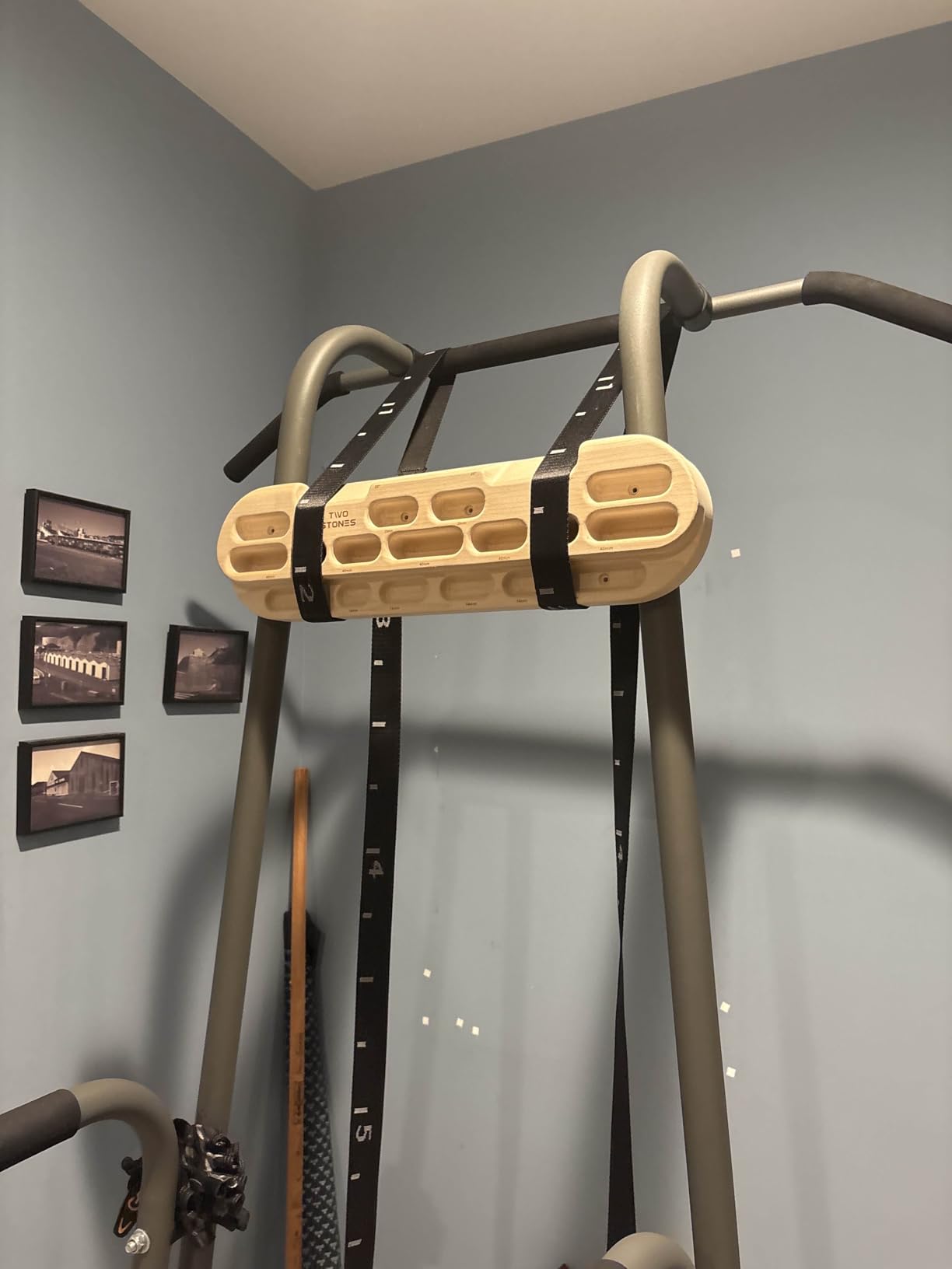 TWO STONES Climbing Hangboard Rock Climbing Training as Climbing Fingerboard with Jugs, Slopes and Edges, Pockets as Door Mounted Training Station Rock Climbing Pull Up Bar - Customer Photo 1