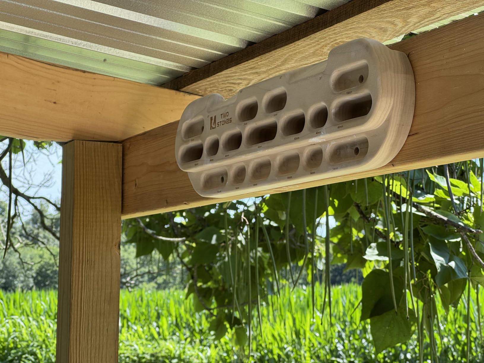 TWO STONES Climbing Hangboard Rock Climbing Training as Climbing Fingerboard with Jugs, Slopes and Edges, Pockets as Door Mounted Training Station Rock Climbing Pull Up Bar - Customer Photo 2