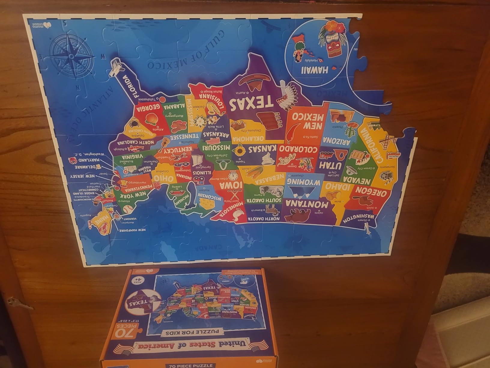 United States Puzzles for Kids Ages 4-6 - Educational Toys for 4+ Year Old Boys & Girls - 70pcs USA Map Kids Puzzle with 50 States & Capitals - Floor Jigsaw Puzzles - Gifts for Grandkids - Customer Photo 4