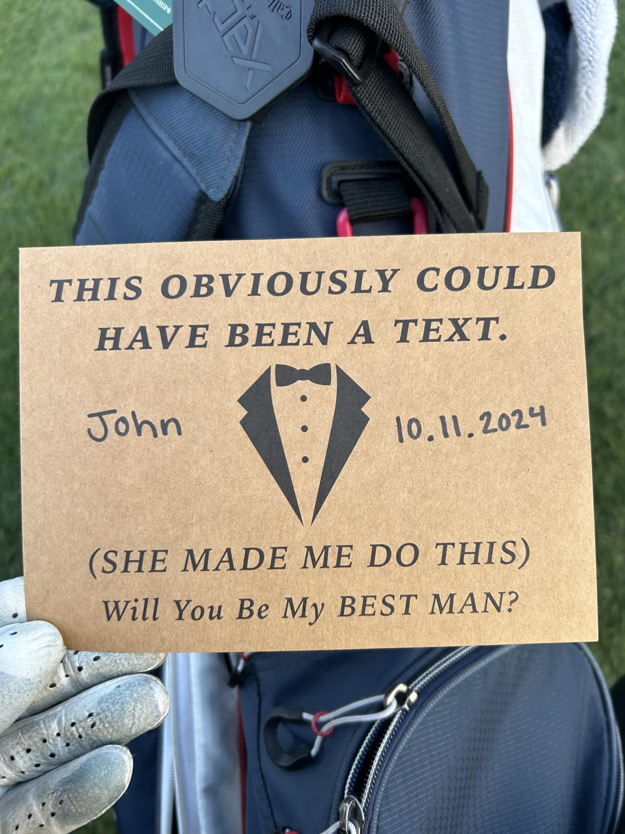 Teling 8 Pieces Groomsmen Proposal Gift Proposal Cards 7 Pieces Will You Be My Groomsman Funny Cards and 1 Will You Be My Best Man Card for Wedding Party Supplies(Khaki Background) Customer Review Teling 8 Pieces Groomsmen Proposal Gift Proposal Cards 7 Pieces Will You Be My Groomsman Funny Cards and 1 Will You Be My Best Man Card for Wedding Party Supplies(Khaki Background) - Customer Photo 1