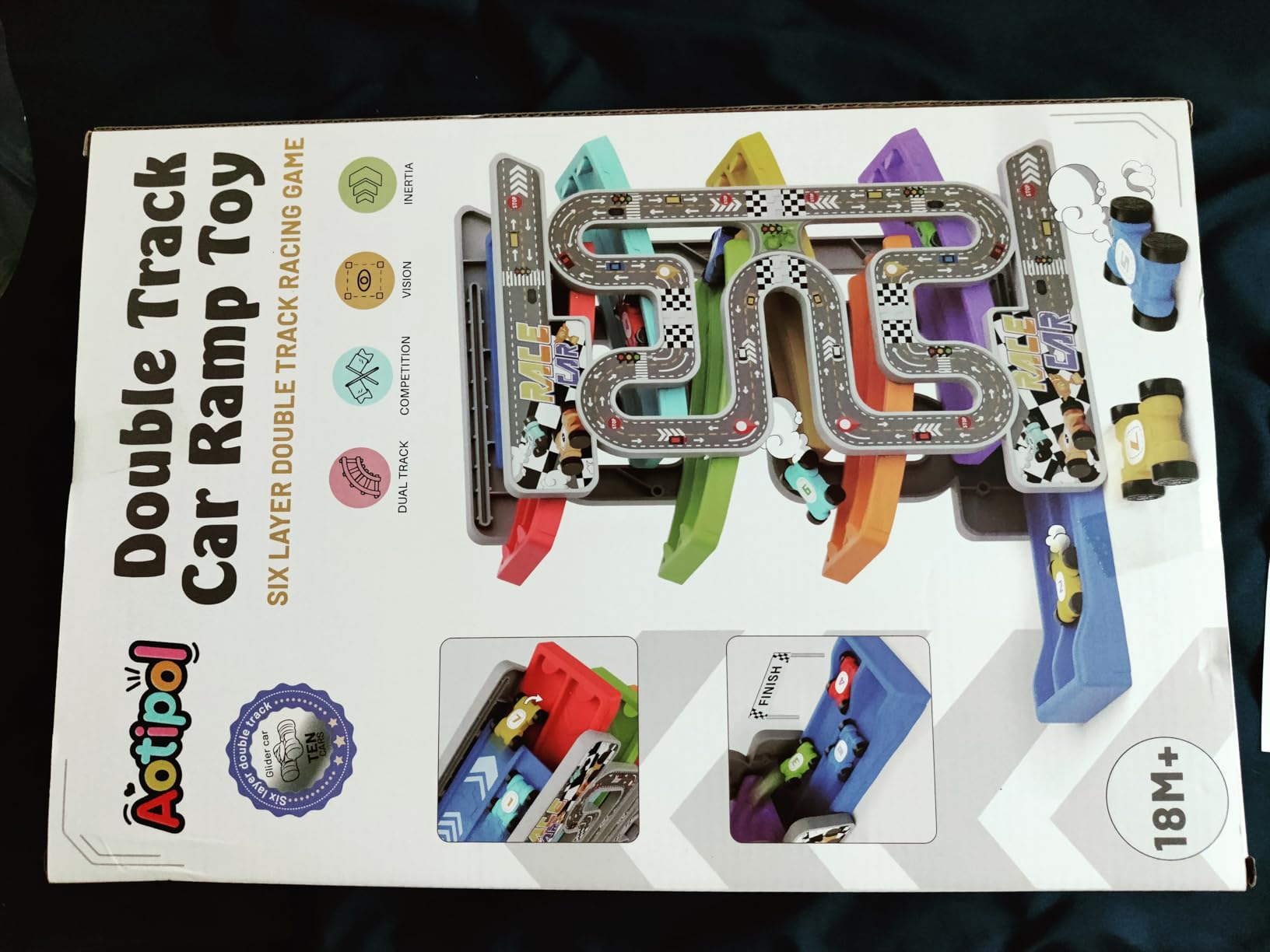 Montessori Toys for 2 3 Year Old Boys Toddlers, Car Ramp Toys with 6 Cars & Race Tracks, Garages and Parking Lots, Ramp Racer Toy Gift for Boys Girls Age 18 Months and Up, Multicolor - Customer Photo 1