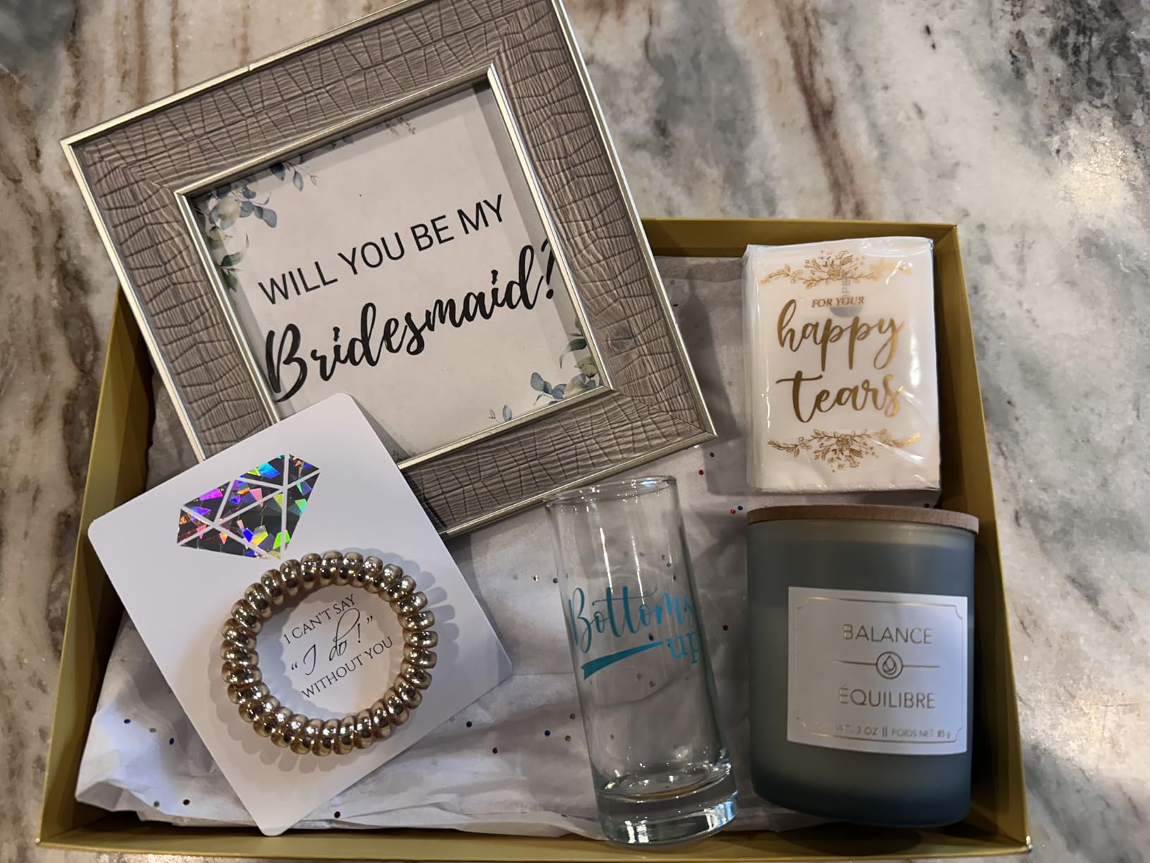 Set of 6 Bridesmaid Gifts Spiral Hair Ties on a Proposal Card - Phone Cord Hair Tie for Bridal Shower, Bachelorette Party Favors, Maid of Honor and Bridesmaid Proposal Gift (Gold) Customer Review Set of 6 Bridesmaid Gifts Spiral Hair Ties on a Proposal Card - Phone Cord Hair Tie for Bridal Shower, Bachelorette Party Favors, Maid of Honor and Bridesmaid Proposal Gift (Gold) - Customer Photo 1