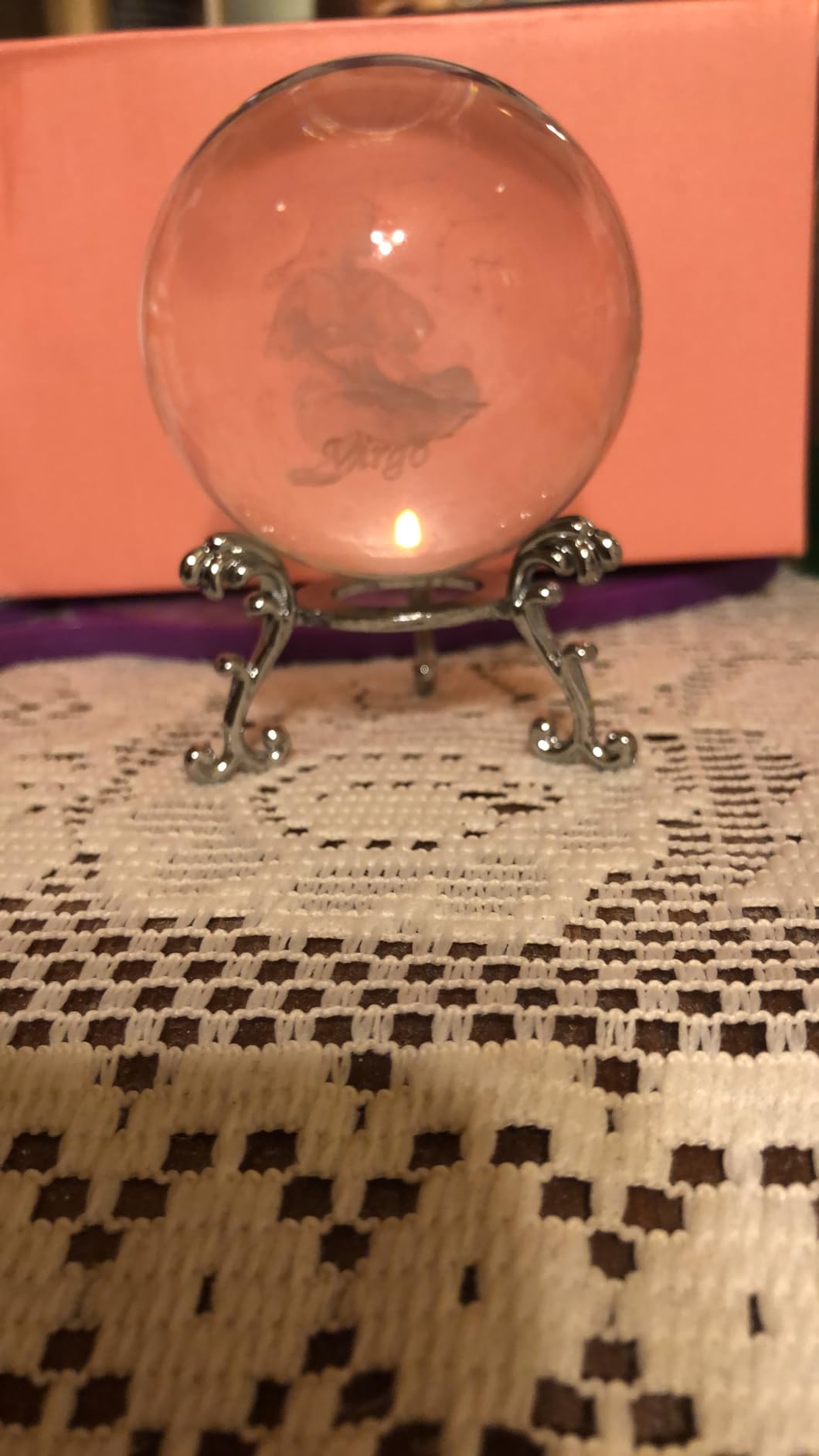 3D Laser Constellation Ball Crystal 60mm Paperweight Full Sphere Glass Fengshui with Sliver-Plated Flowering Stand(Scorpio) - Customer Photo 1