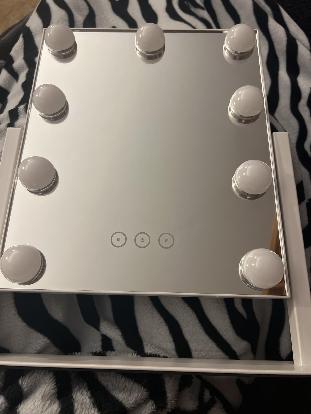 Vanity Mirror with Lights,Lighted Vanity Mirror with 9 Dimmable Bulbs for Dressing Room & Bedroom,3 Color Lighting,Modes Detachable 10x Magnification 360°Ratation(White) - Customer Photo 1