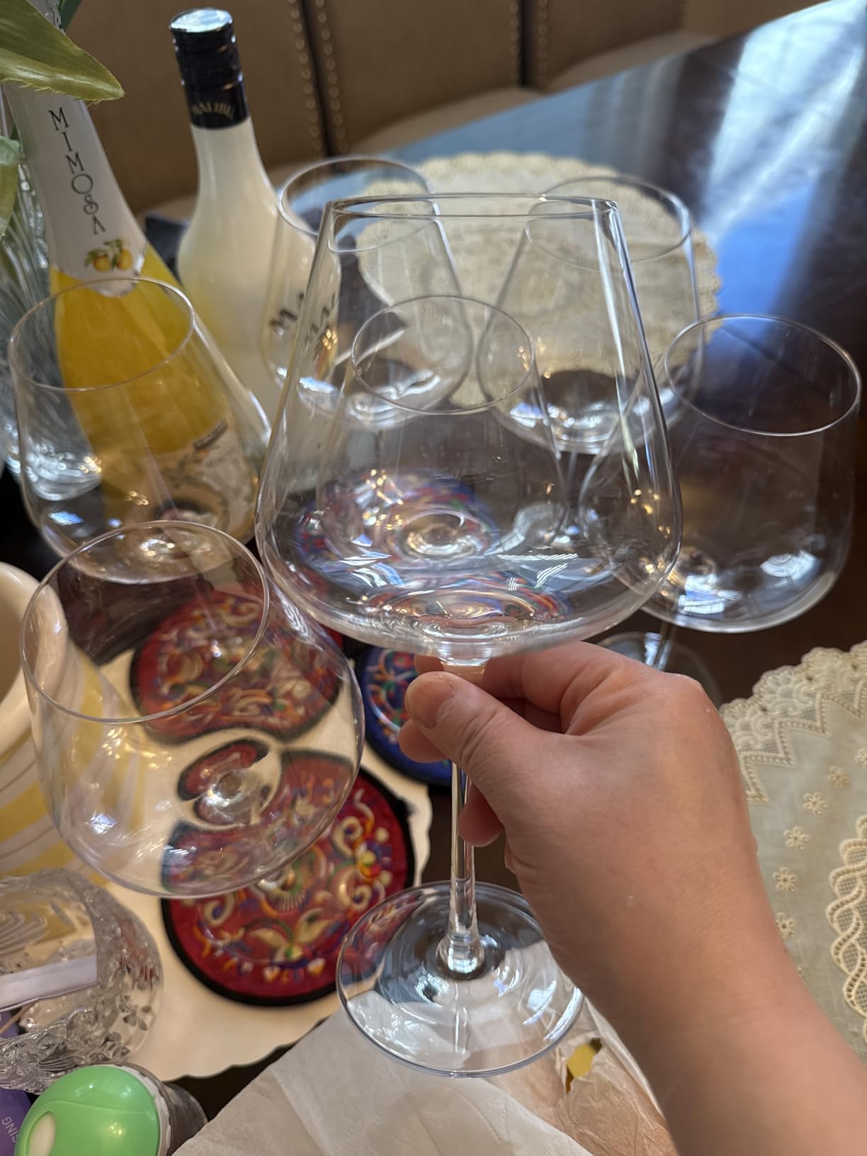 BACLIFE Hand Blown Red Wine Glasses Set of 4 – 23 oz Burgundy Wine Glasses With Long Stem - Customer Photo 1