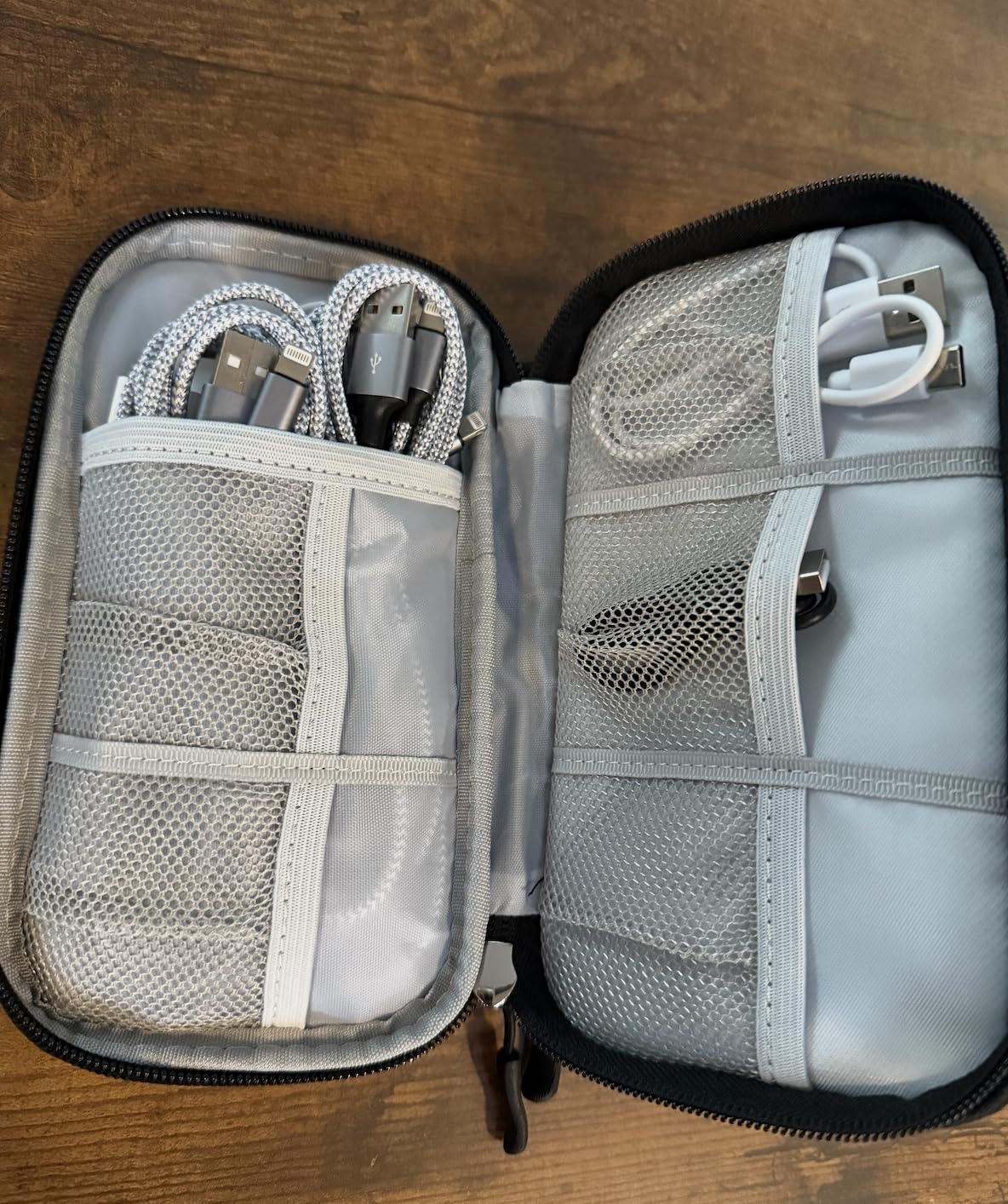 FYY Travel Cable Organizer Pouch Electronic Accessories Carry Case Portable Waterproof Double Layers All-in-One Storage Bag for Cord, Charger, Phone, Earphone Black - Customer Photo 2