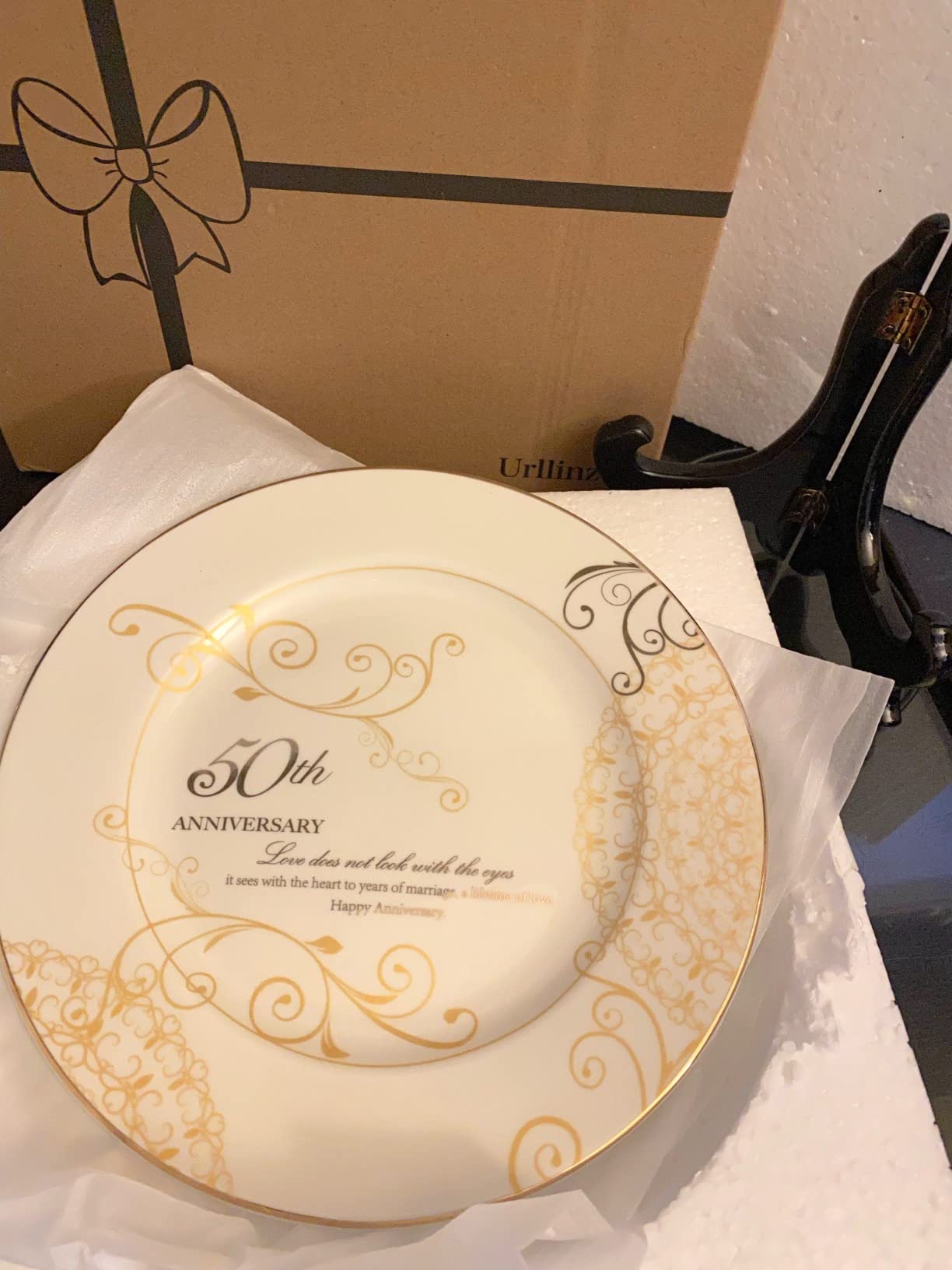 50th Anniversary Wedding Gifts for Couples Parents - 50 Year Marriage Plate with 24k Gold Foil, Golden Keepsake Gift, Ceramic 9 inch Customer Review 50th Anniversary Wedding Gifts for Couples Parents - 50 Year Marriage Plate with 24k Gold Foil, Golden Keepsake Gift, Ceramic 9 inch - Customer Photo 1