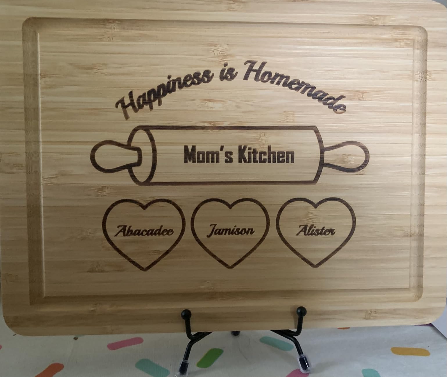 Personalized Cutting Board Gift for Grandma, Mom, Custom Christmas Gift with Kids Names for Mom, Nana, Custom Engraved Serving Board or Home Decor, Grandma's Kitchen, Customized Mom and Grandma Gift - Customer Photo 1