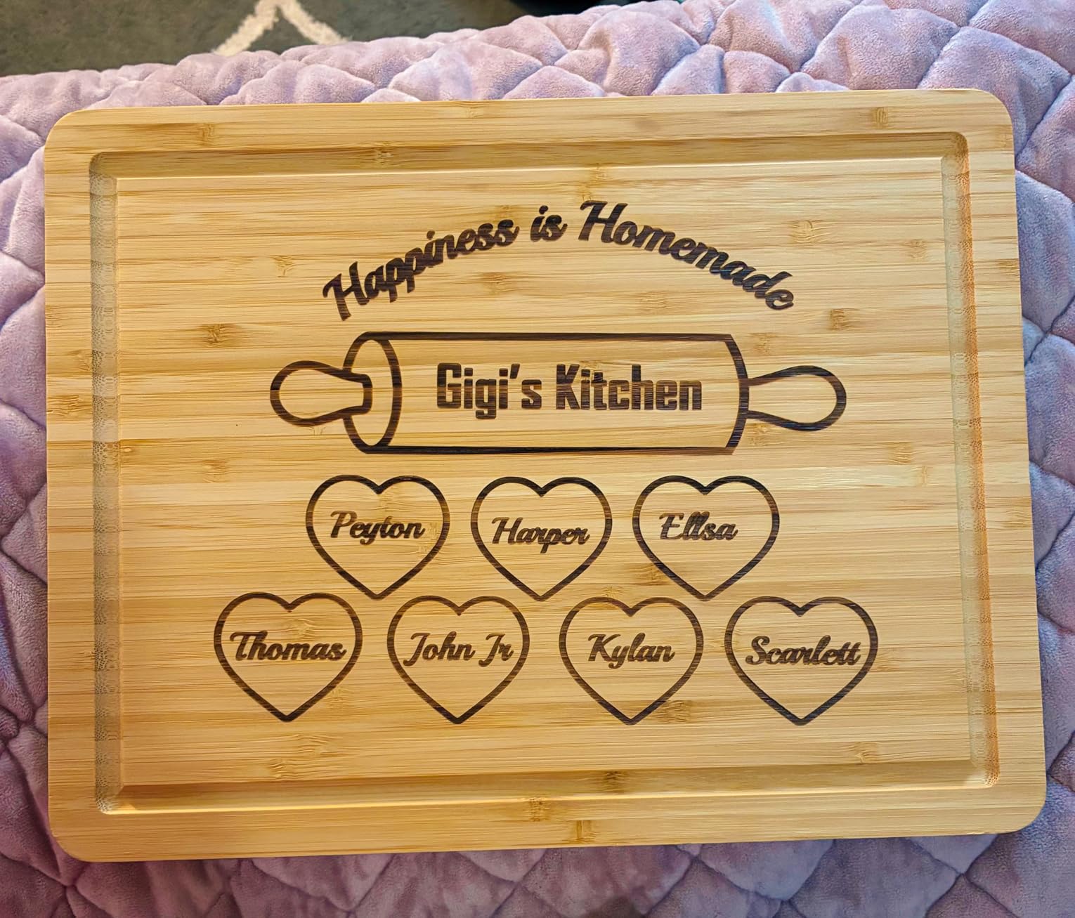 Personalized Cutting Board Gift for Grandma, Mom, Custom Christmas Gift with Kids Names for Mom, Nana, Custom Engraved Serving Board or Home Decor, Grandma's Kitchen, Customized Mom and Grandma Gift - Customer Photo 2