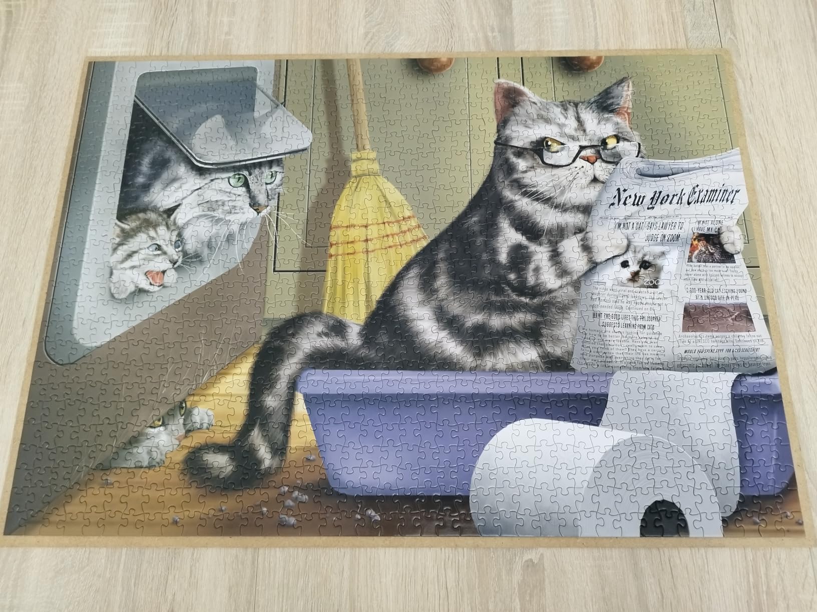 1000 Piece Jigsaw Puzzle Crappy Cat Meow Time Gag Gifts for Women Cat Pooping Puzzle Funny White Elephant Gift - Customer Photo 2