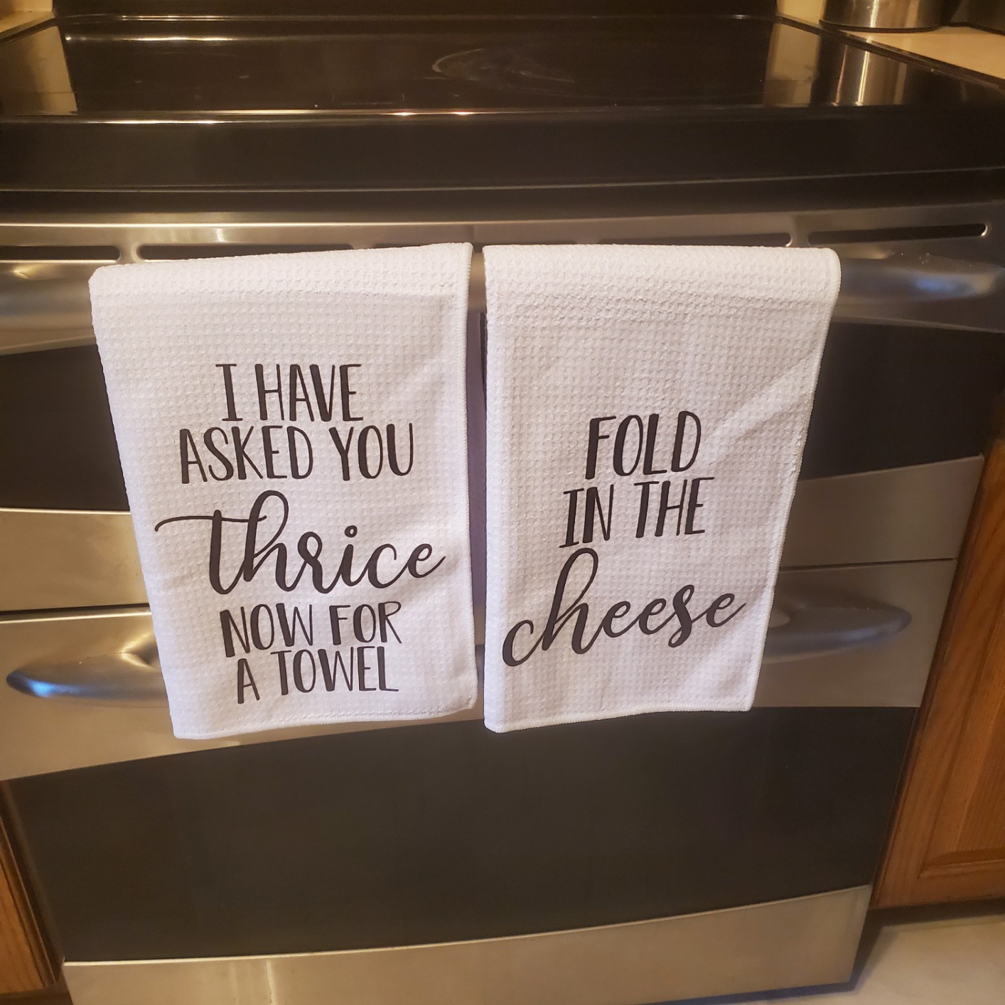 Fold in The Cheese Kitchen Towels, 2 Pack Waffle Dish Towels TV Show Merchandise Gift, Funny Bathroom Hand Towels, Birthday Housewarming Gifts for SC Fans Customer Review Fold in The Cheese Kitchen Towels, 2 Pack Waffle Dish Towels TV Show Merchandise Gift, Funny Bathroom Hand Towels, Birthday Housewarming Gifts for SC Fans - Customer Photo 2